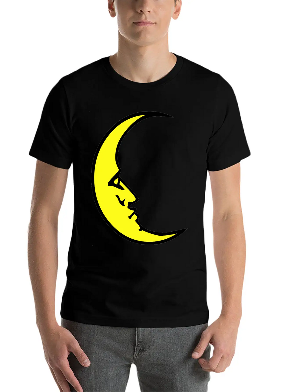 New Moon Face Crescent Classic Cotton Tee – Unisex Comfort For Any Season