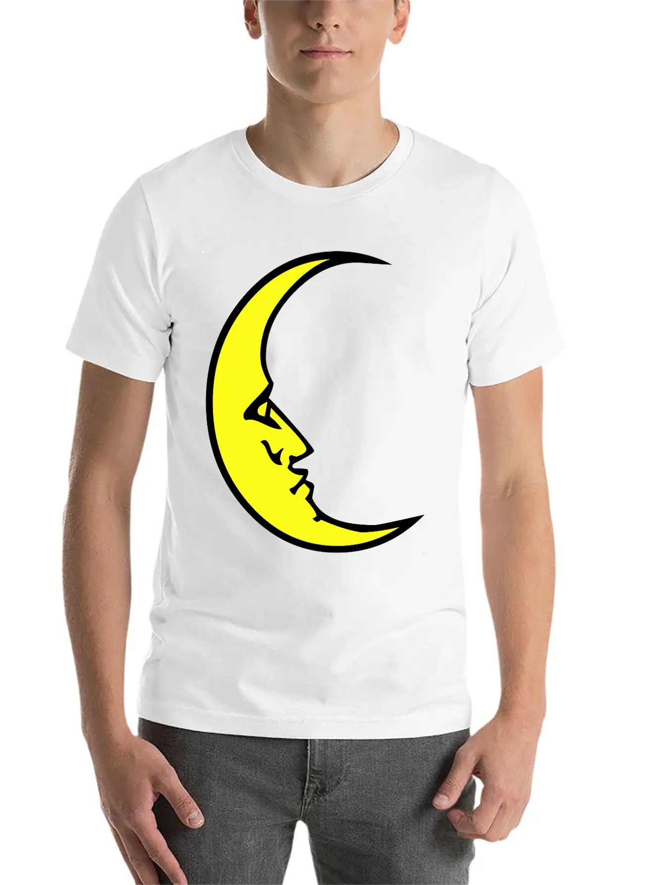 New Moon Face Crescent Classic Cotton Tee – Unisex Comfort For Any Season