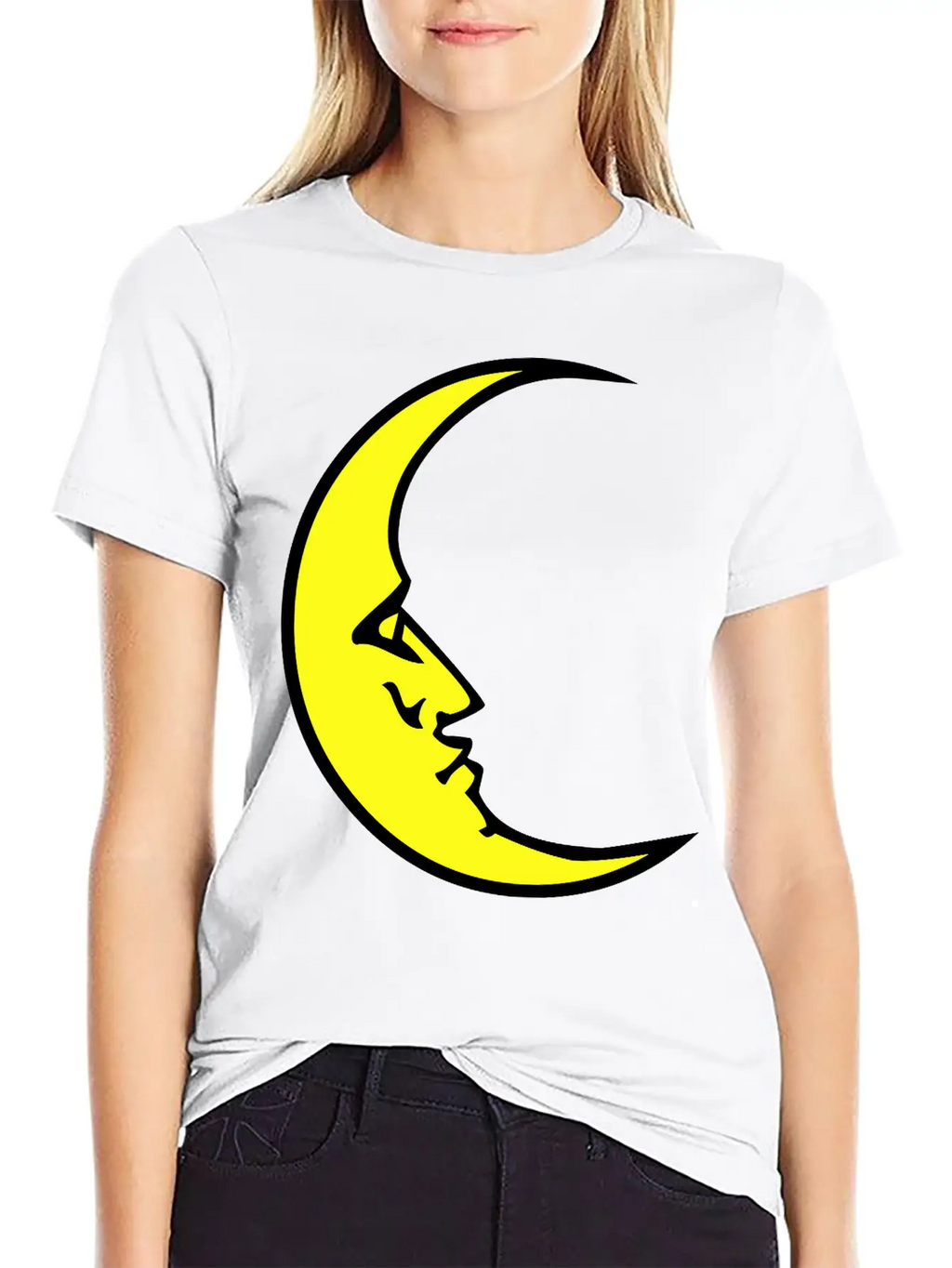 New Moon Face Crescent Classic Cotton Tee – Unisex Comfort For Any Season
