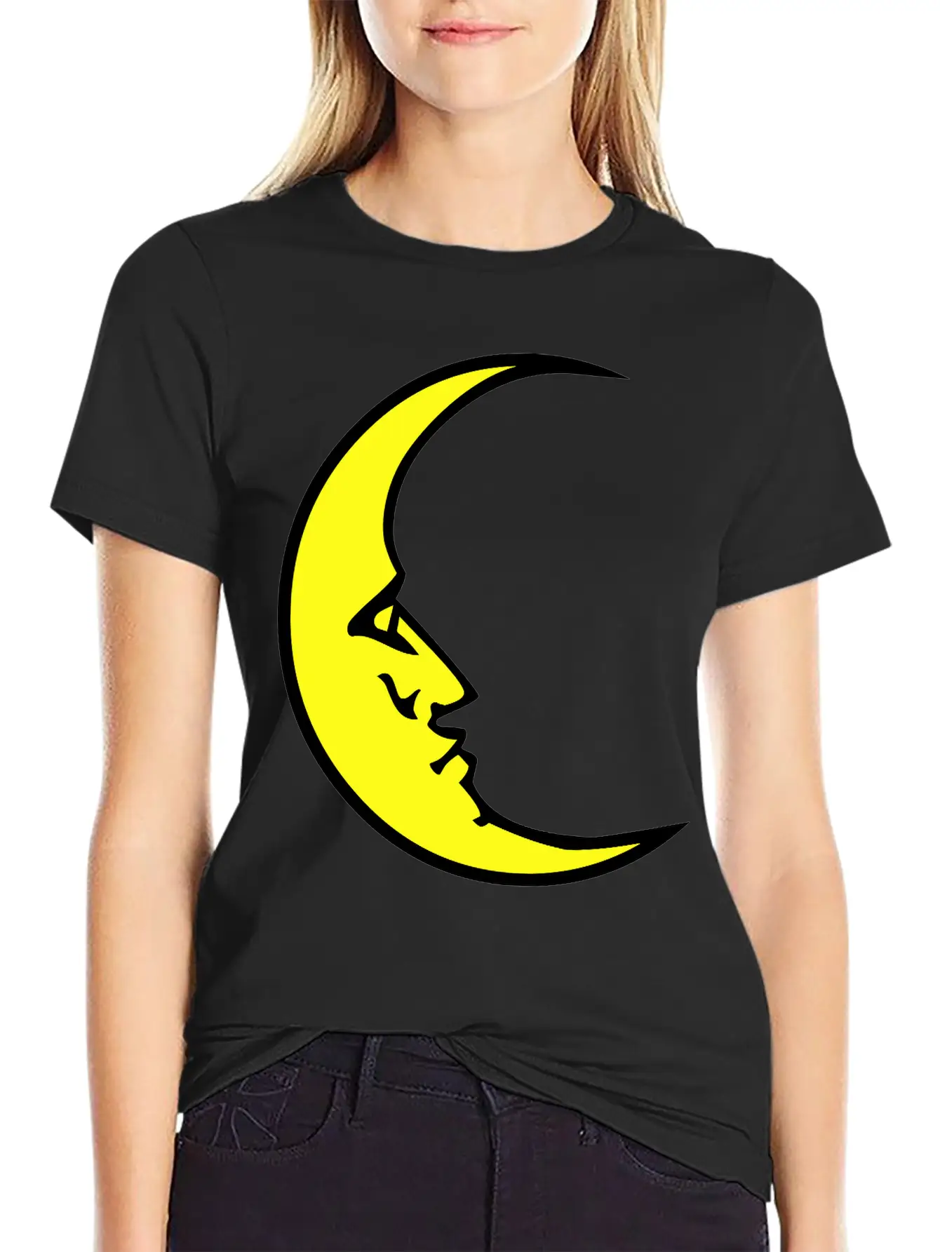 New Moon Face Crescent Classic Cotton Tee – Unisex Comfort For Any Season