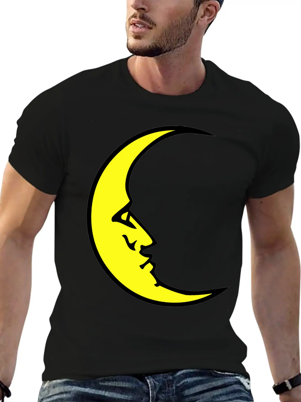 New Moon Face Crescent Classic Cotton Tee – Unisex Comfort For Any Season