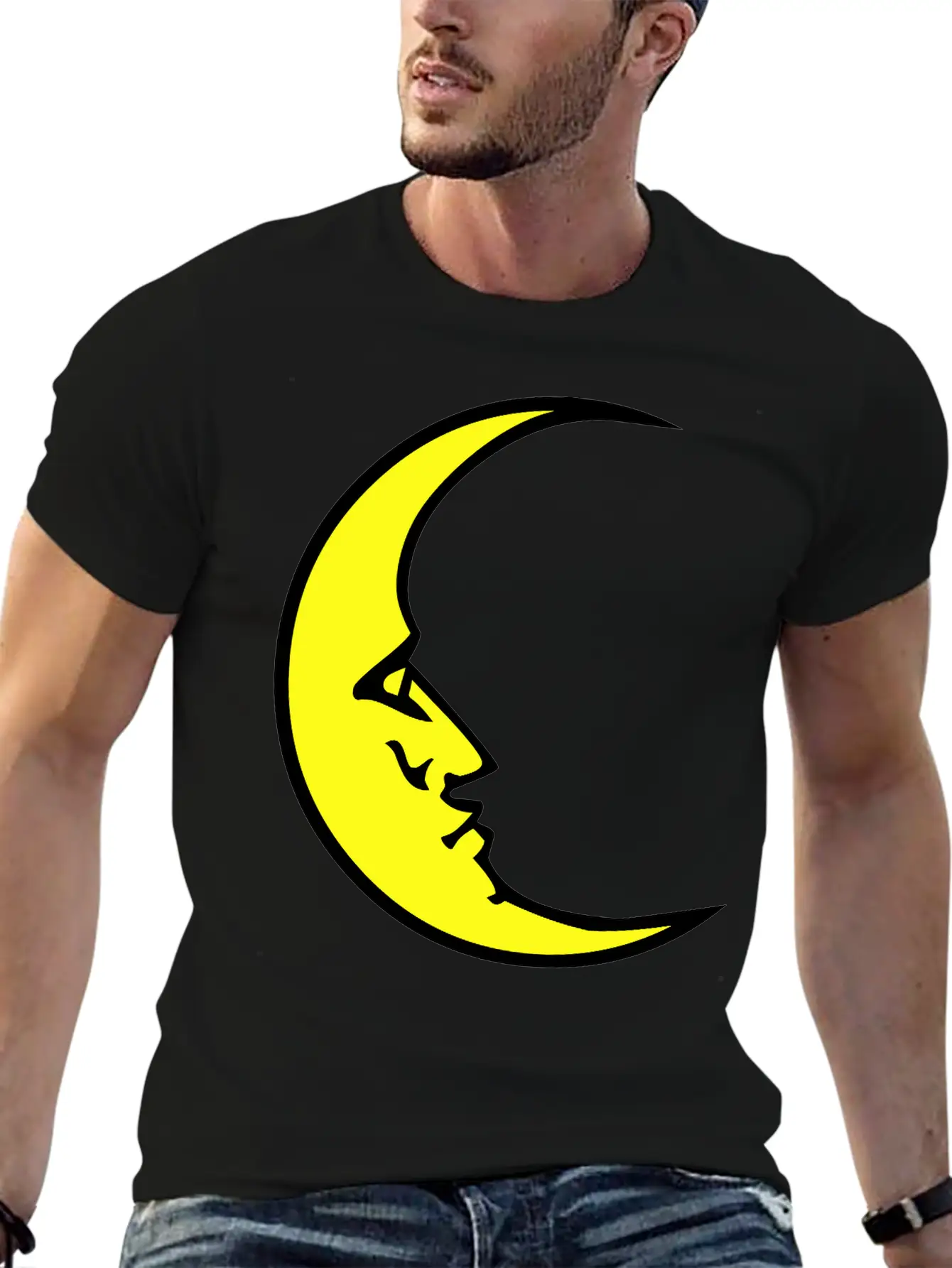 New Moon Face Crescent Classic Cotton Tee – Unisex Comfort For Any Season