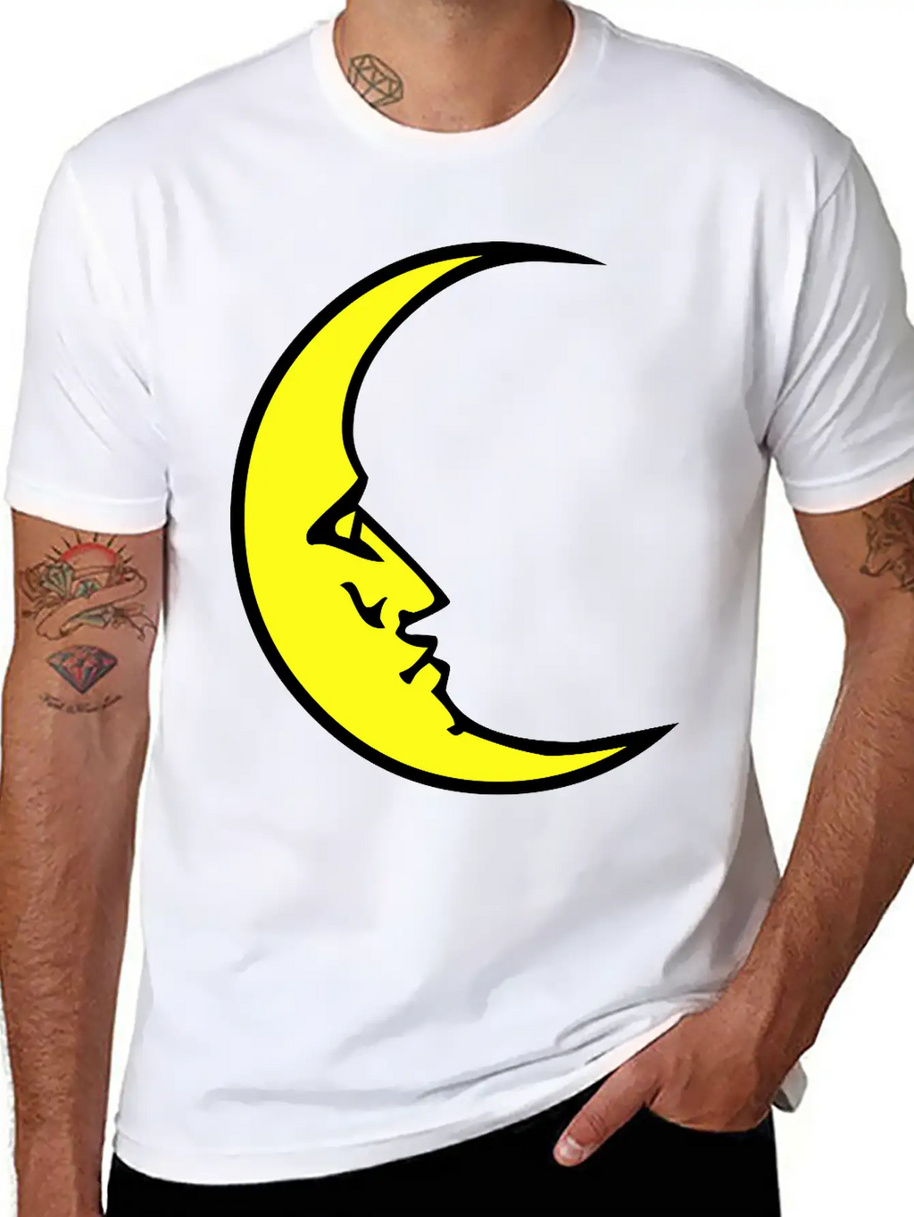 New Moon Face Crescent Classic Cotton Tee – Unisex Comfort For Any Season