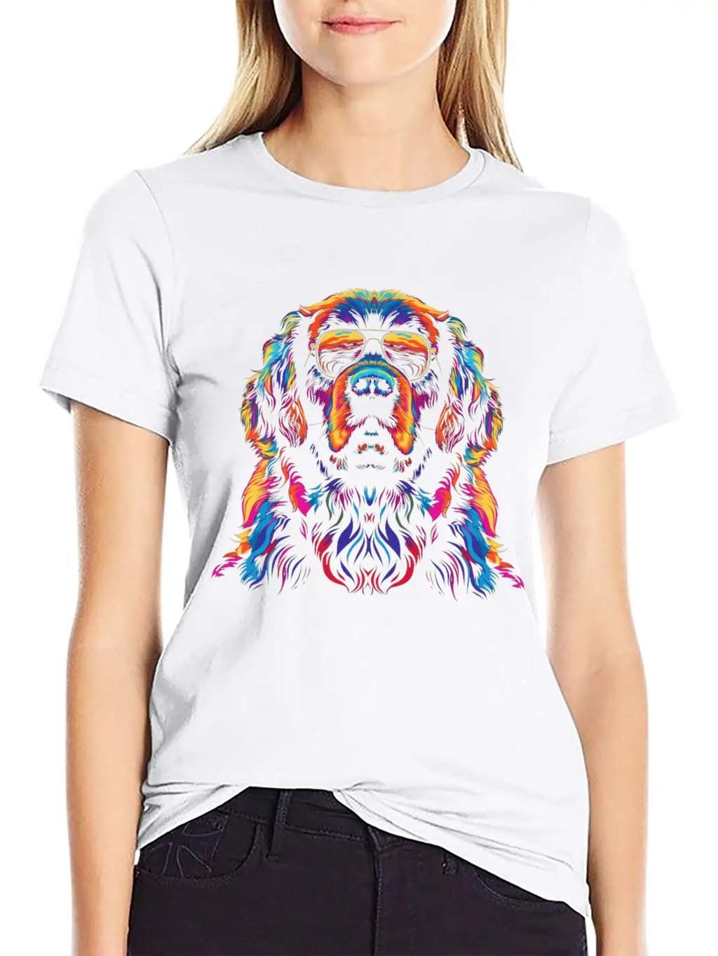Newfoundland Dog Dog Sunglasses Popart Essential Cotton Tee For Daily Outfits – Unisex Style