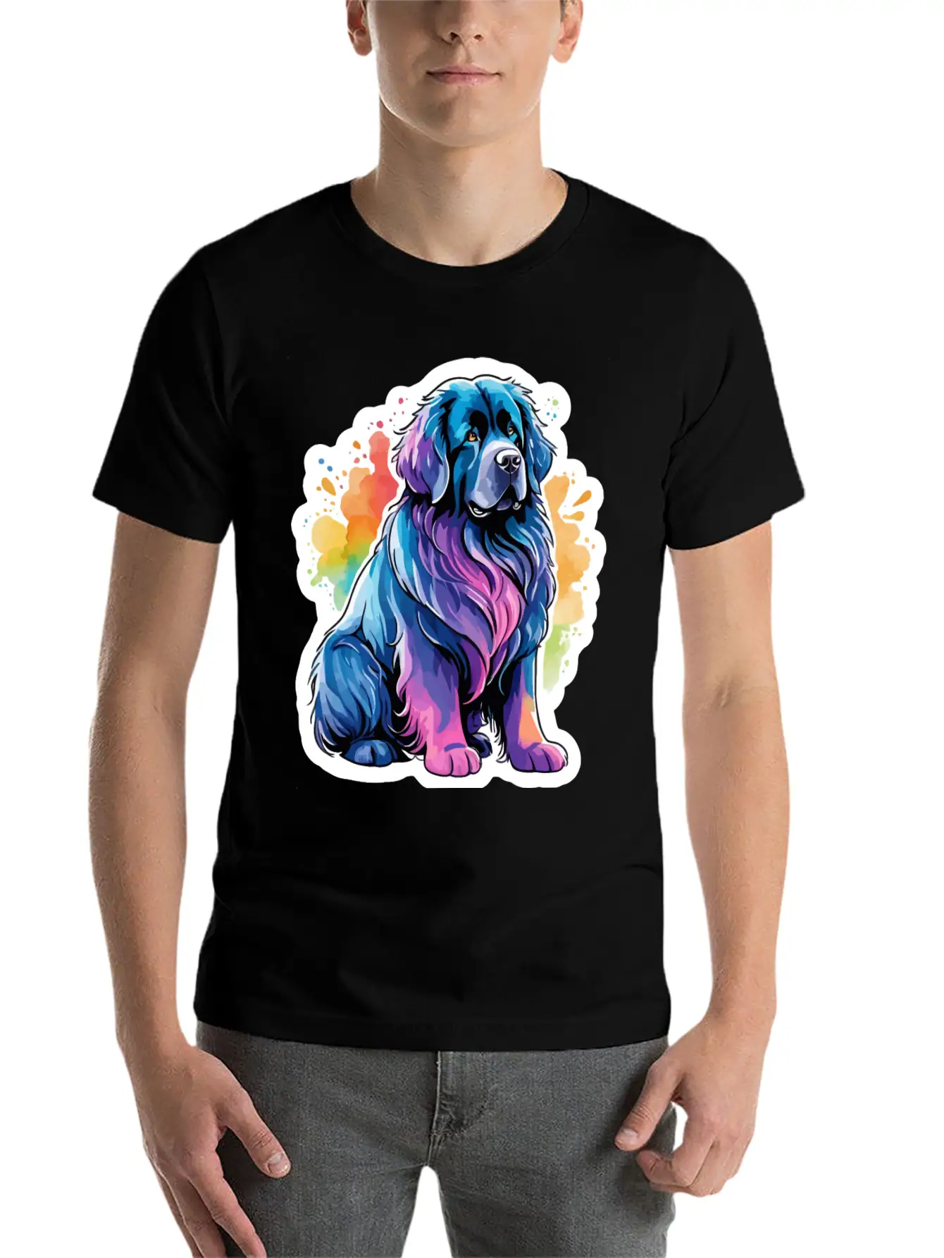 Newfoundland Dog Watercolor Stylish Everyday T-Shirt – Unisex Basic Cotton Tee