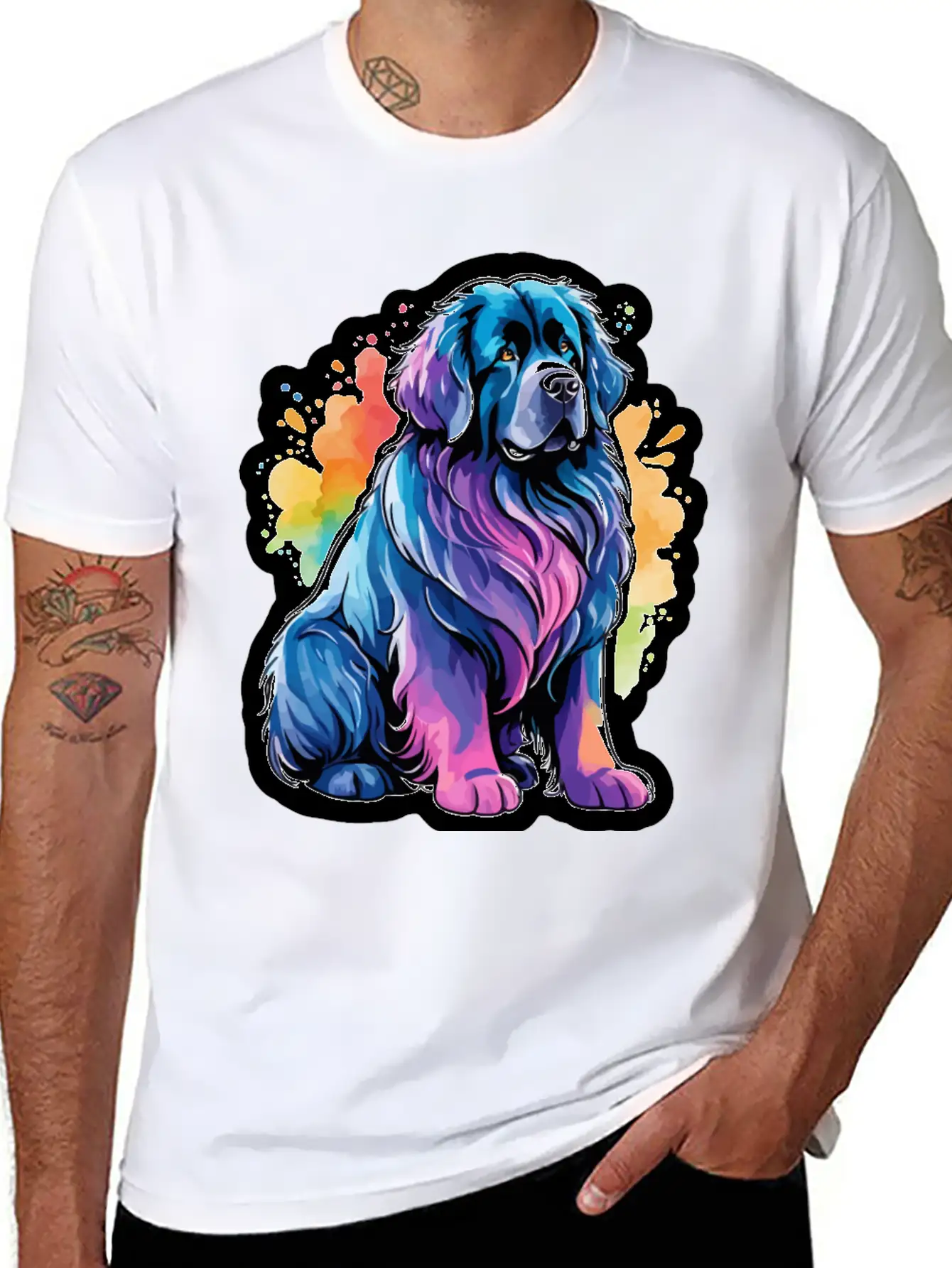 Newfoundland Dog Watercolor Stylish Everyday T-Shirt – Unisex Basic Cotton Tee