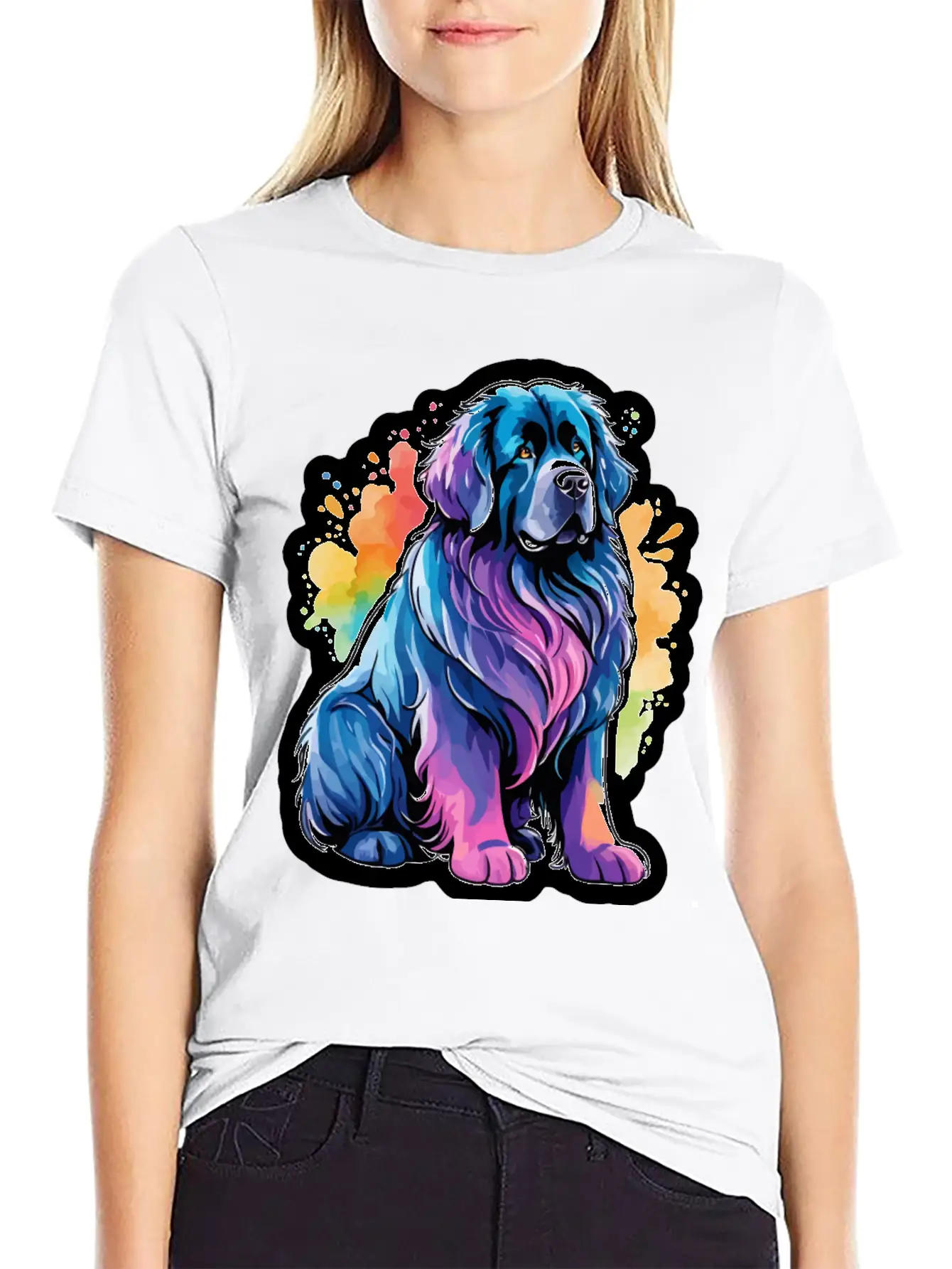 Newfoundland Dog Watercolor Stylish Everyday T-Shirt – Unisex Basic Cotton Tee