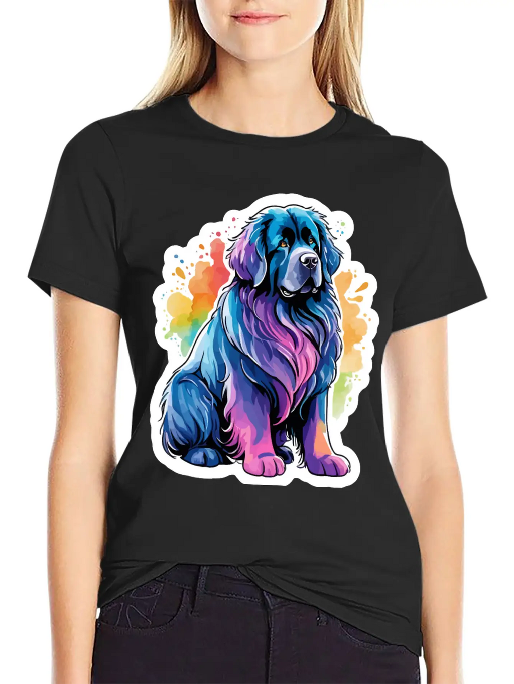 Newfoundland Dog Watercolor Stylish Everyday T-Shirt – Unisex Basic Cotton Tee
