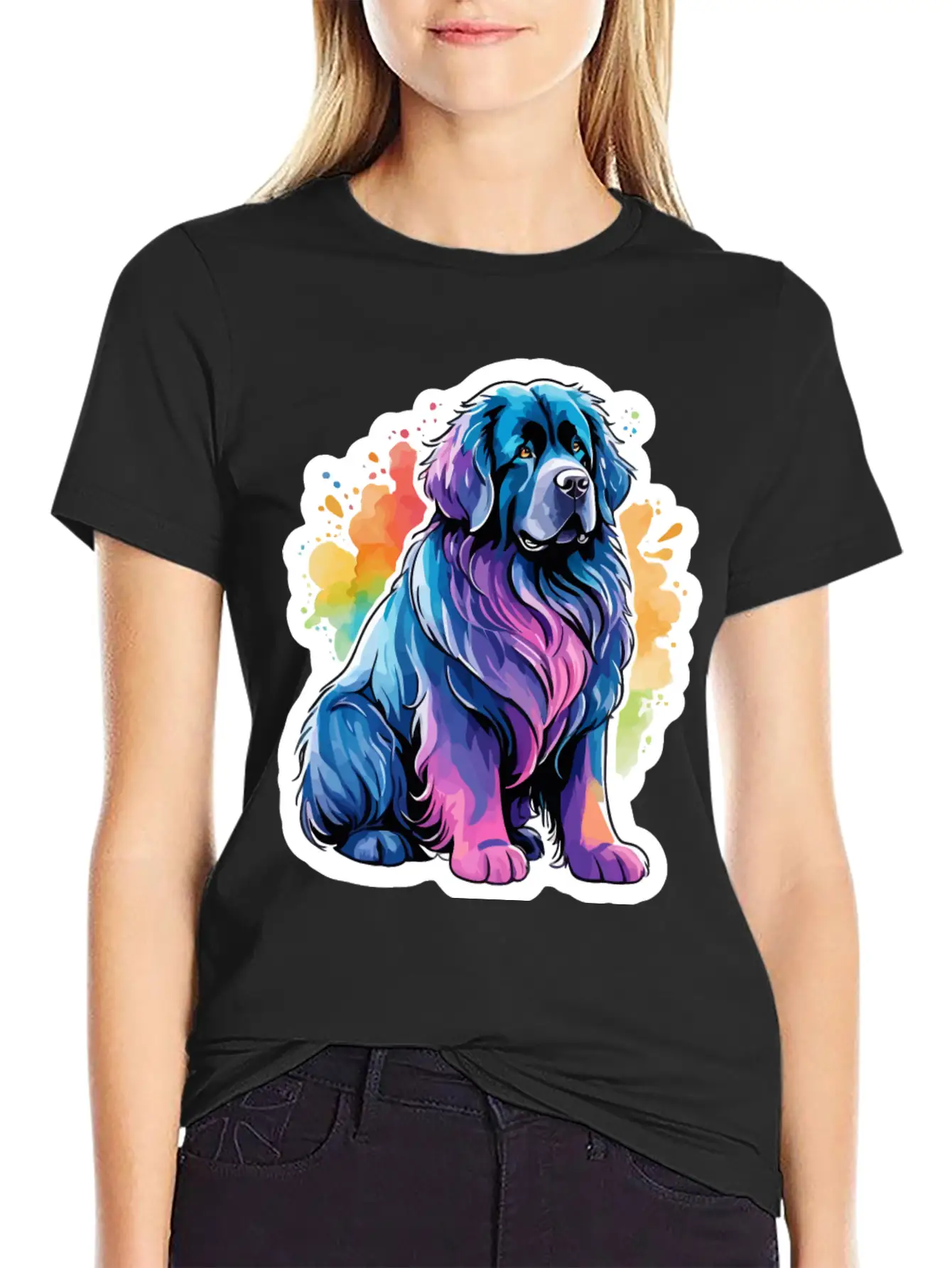 Newfoundland Dog Watercolor Stylish Everyday T-Shirt – Unisex Basic Cotton Tee