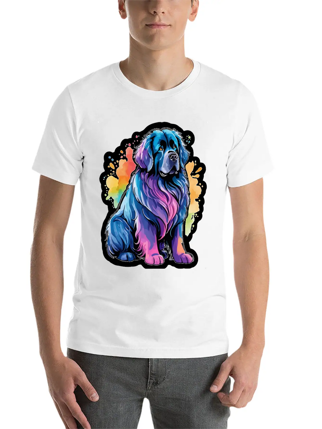 Newfoundland Dog Watercolor Stylish Everyday T-Shirt – Unisex Basic Cotton Tee