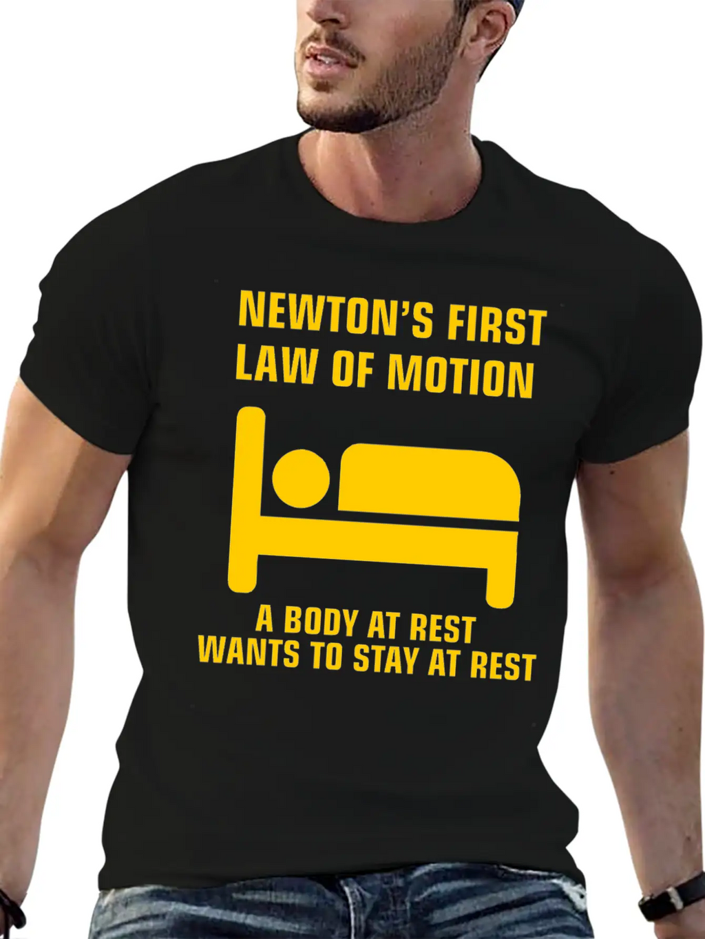 Newton's First Law Of Motion Funny Physics Gift Basic Graphic T-Shirt – Daily Comfort In Soft Cotton
