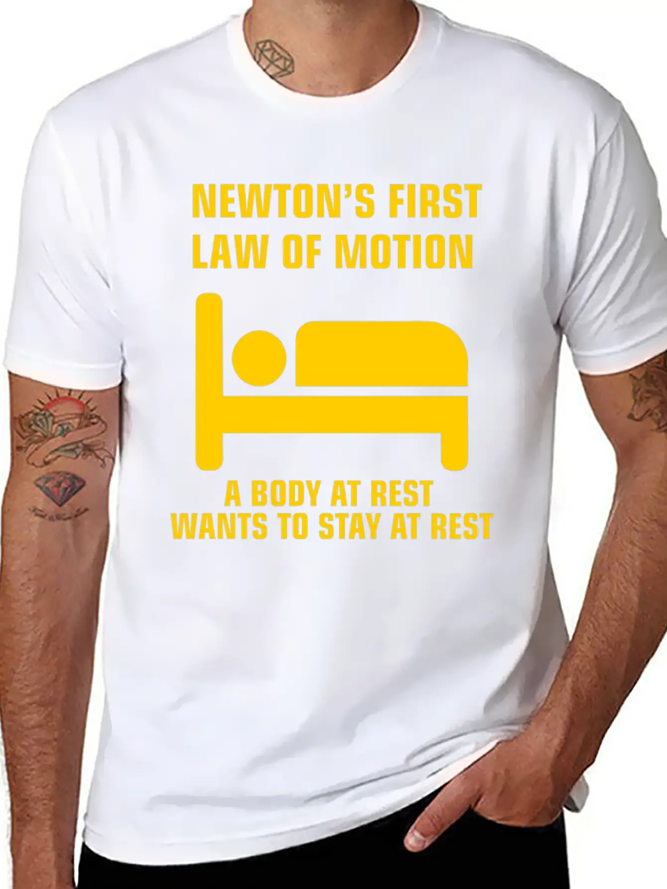 Newton's First Law Of Motion Funny Physics Gift Basic Graphic T-Shirt – Daily Comfort In Soft Cotton