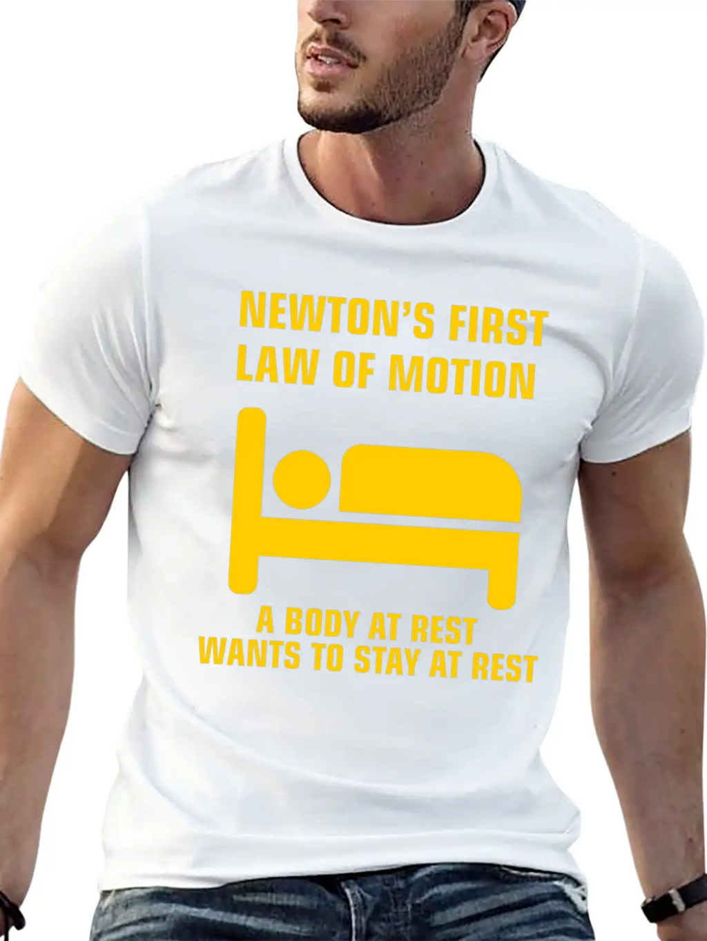 Newton's First Law Of Motion Funny Physics Gift Basic Graphic T-Shirt – Daily Comfort In Soft Cotton