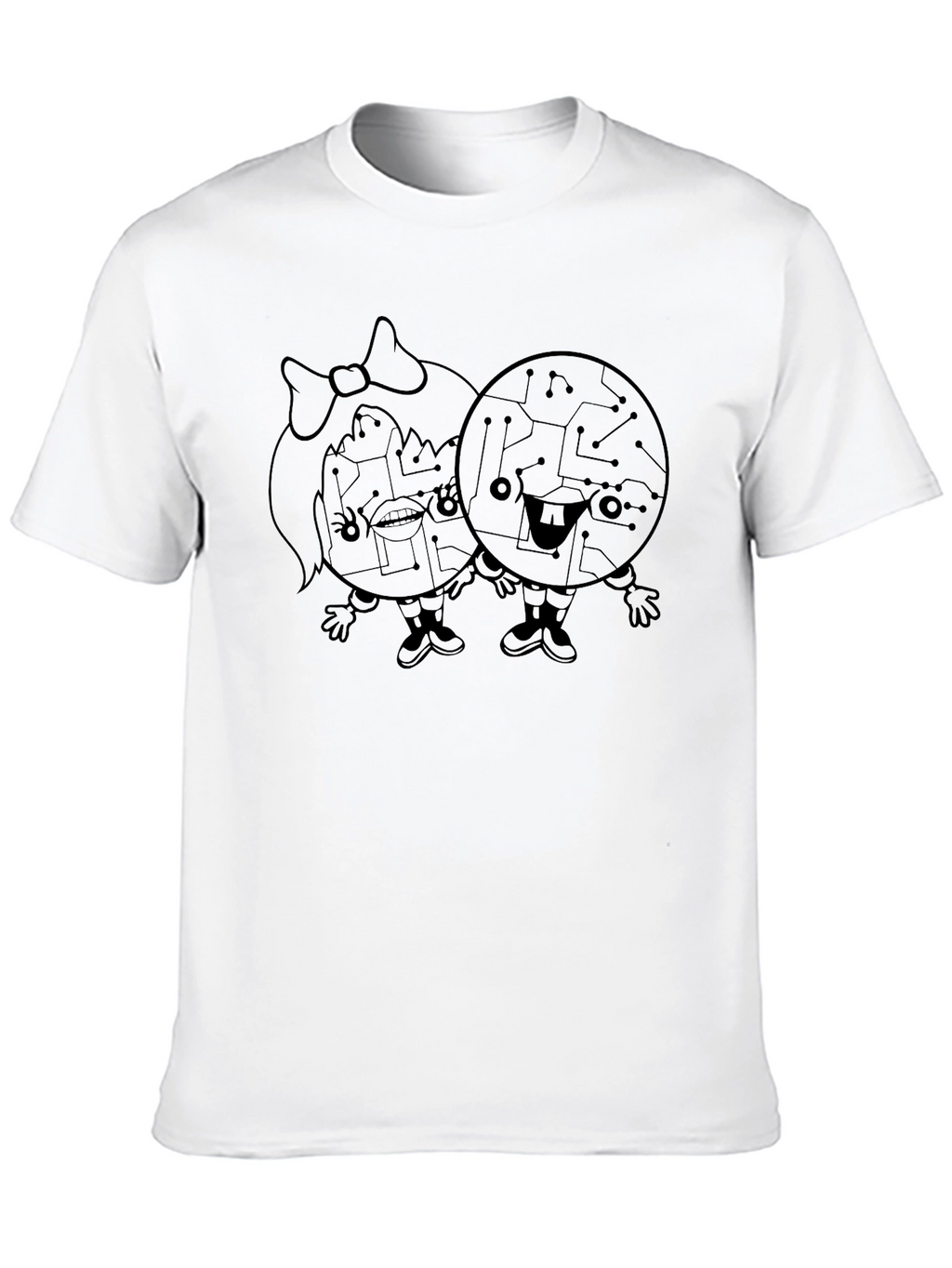 Circuit Board Couple Graphic Tee - Unisex Black T-Shirt