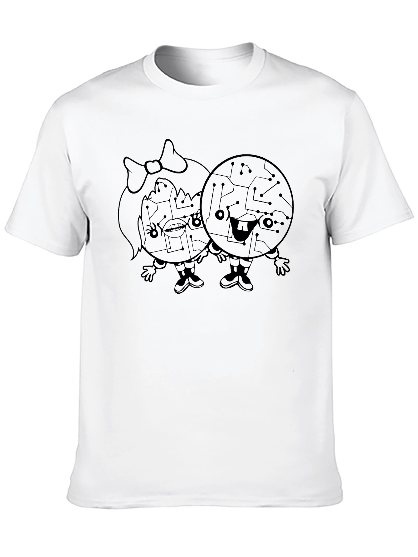 Circuit Board Couple Graphic Tee - Unisex Black T-Shirt