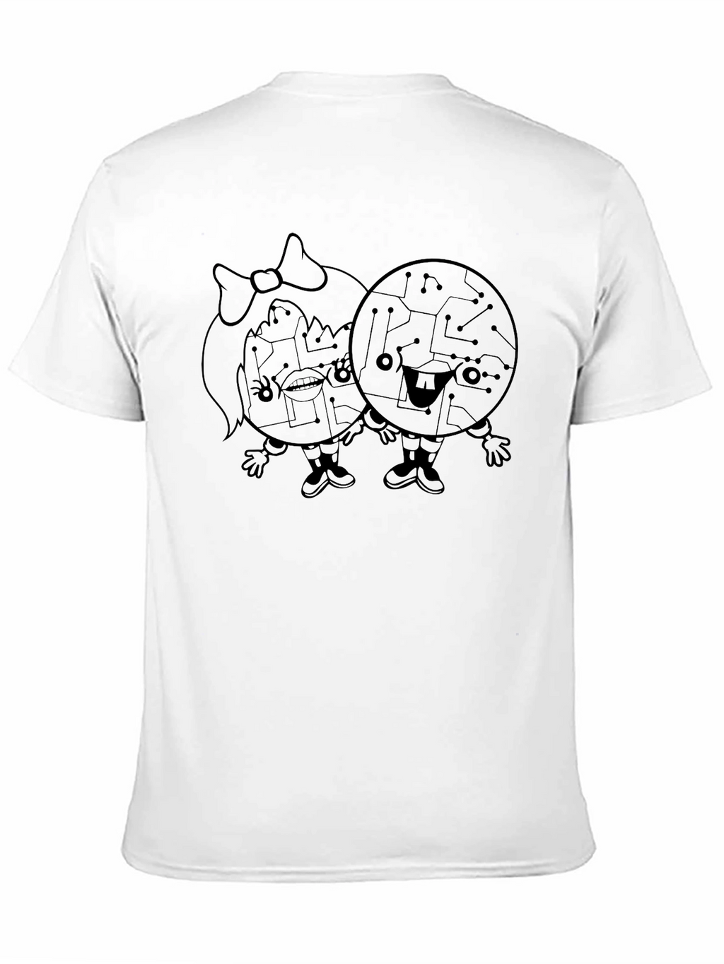 Circuit Board Couple Graphic Tee - Unisex Black T-Shirt