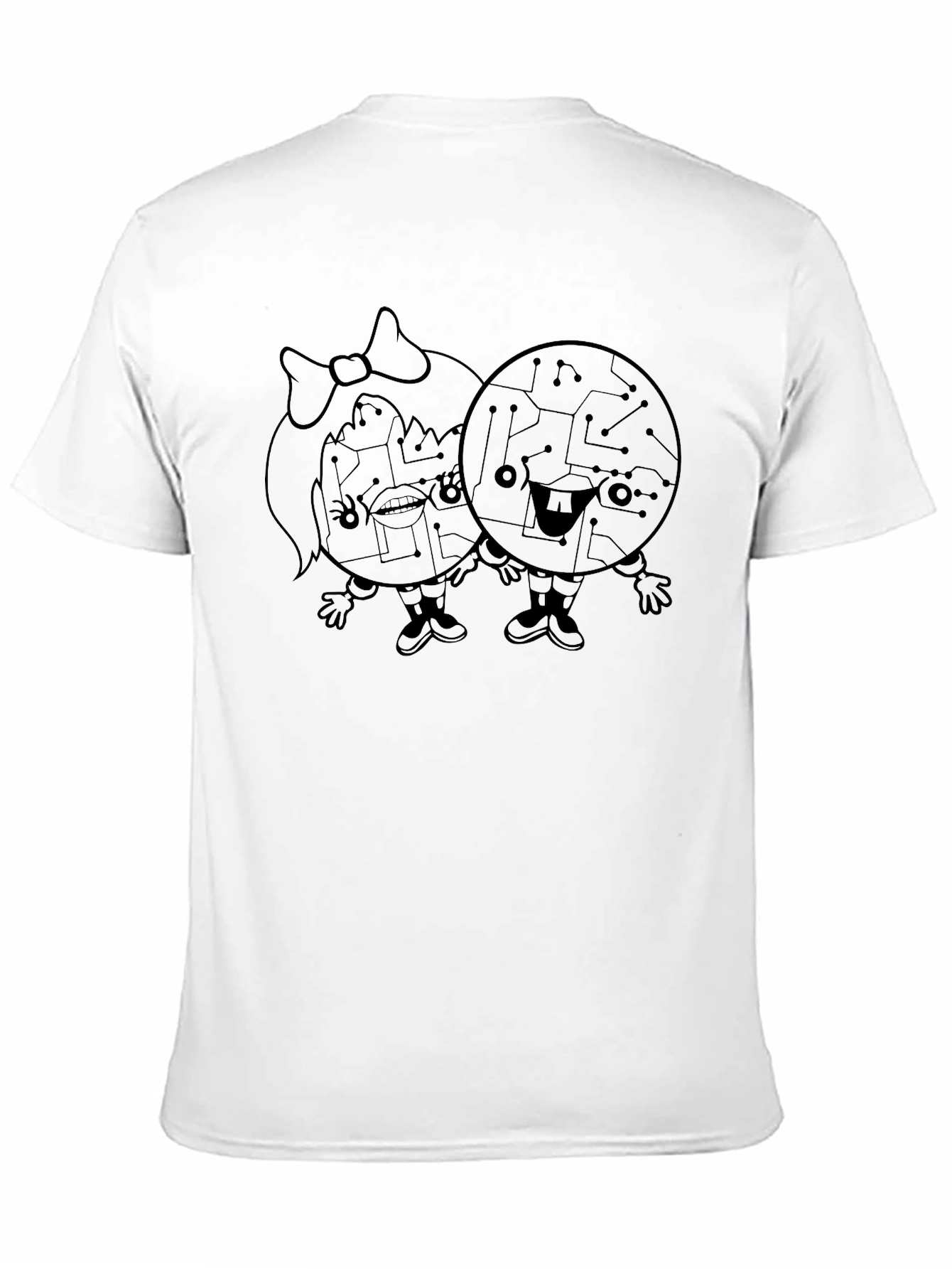 Circuit Board Couple Graphic Tee - Unisex Black T-Shirt