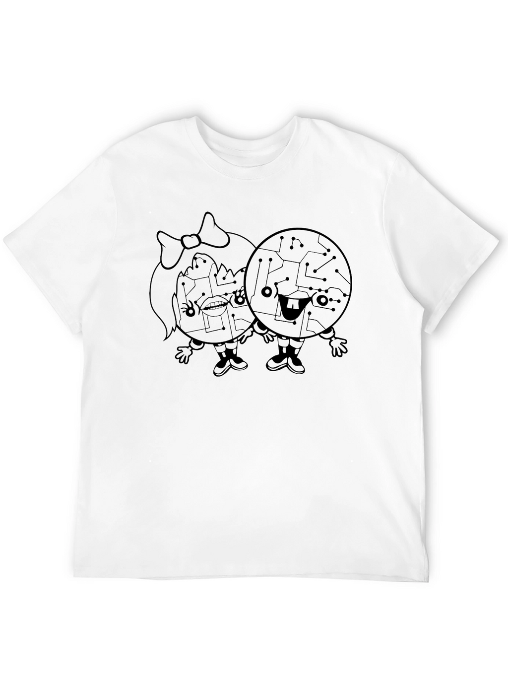 Circuit Board Couple Graphic Tee - Unisex Black T-Shirt