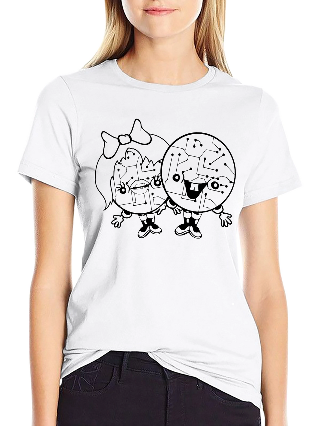 Circuit Board Couple Graphic Tee - Unisex Black T-Shirt