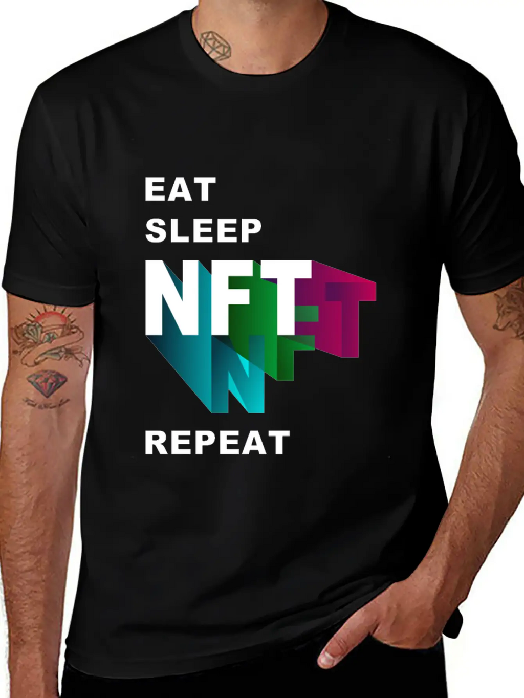 NFT Eat Sleep Repeat Basic Graphic T-Shirt – Daily Comfort In Soft Cotton