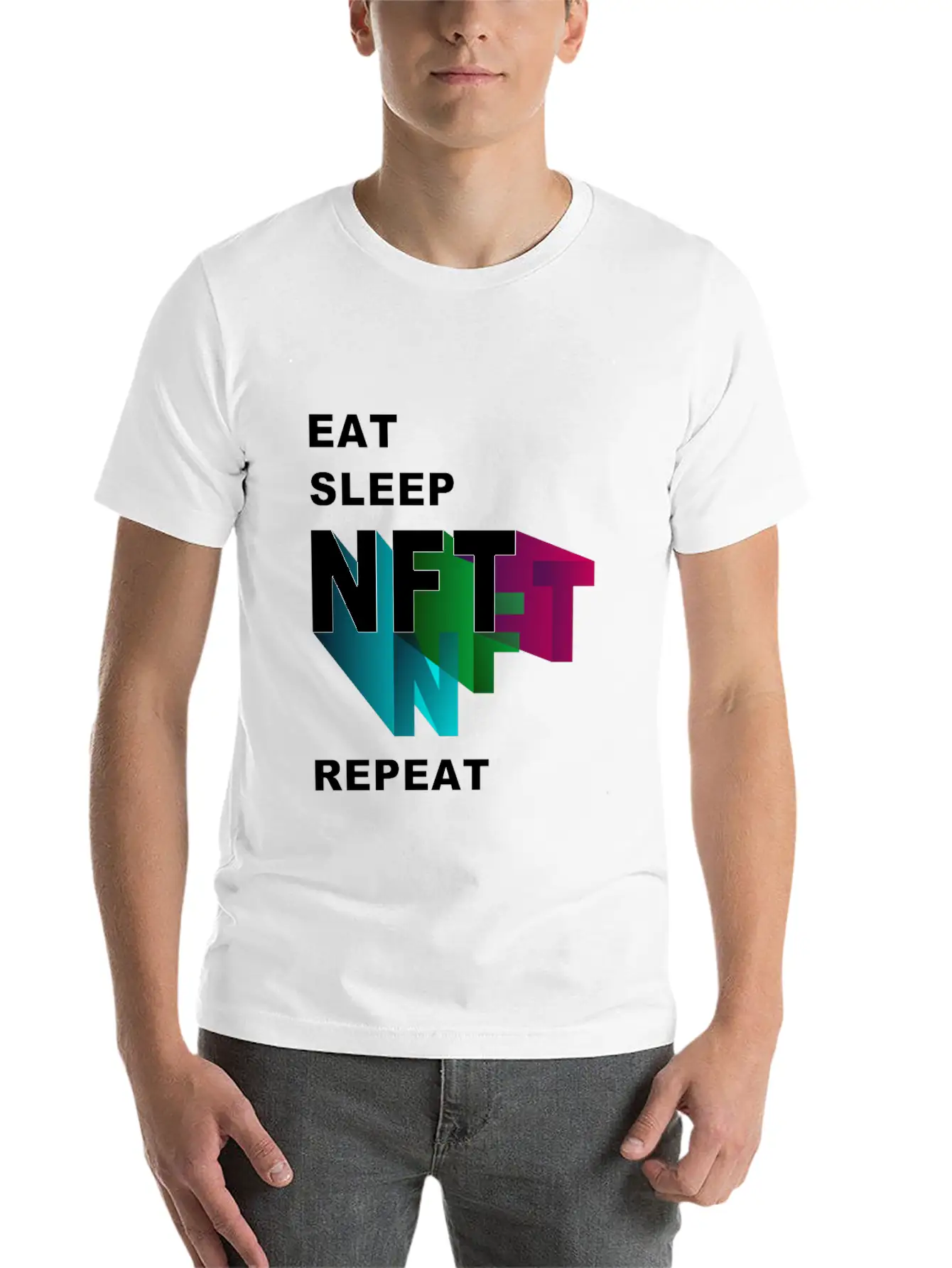 NFT Eat Sleep Repeat Basic Graphic T-Shirt – Daily Comfort In Soft Cotton