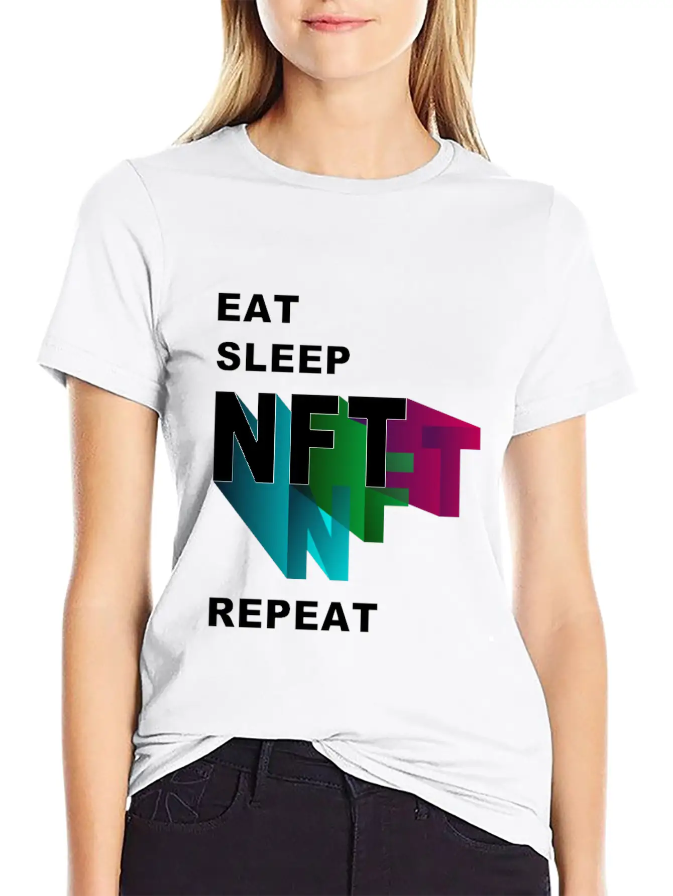 NFT Eat Sleep Repeat Basic Graphic T-Shirt – Daily Comfort In Soft Cotton
