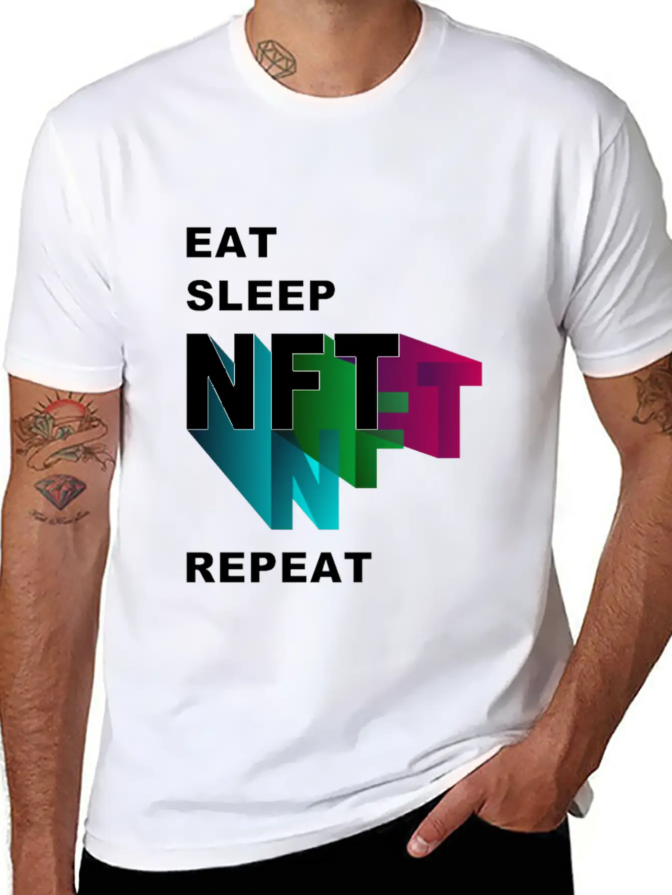 NFT Eat Sleep Repeat Basic Graphic T-Shirt – Daily Comfort In Soft Cotton