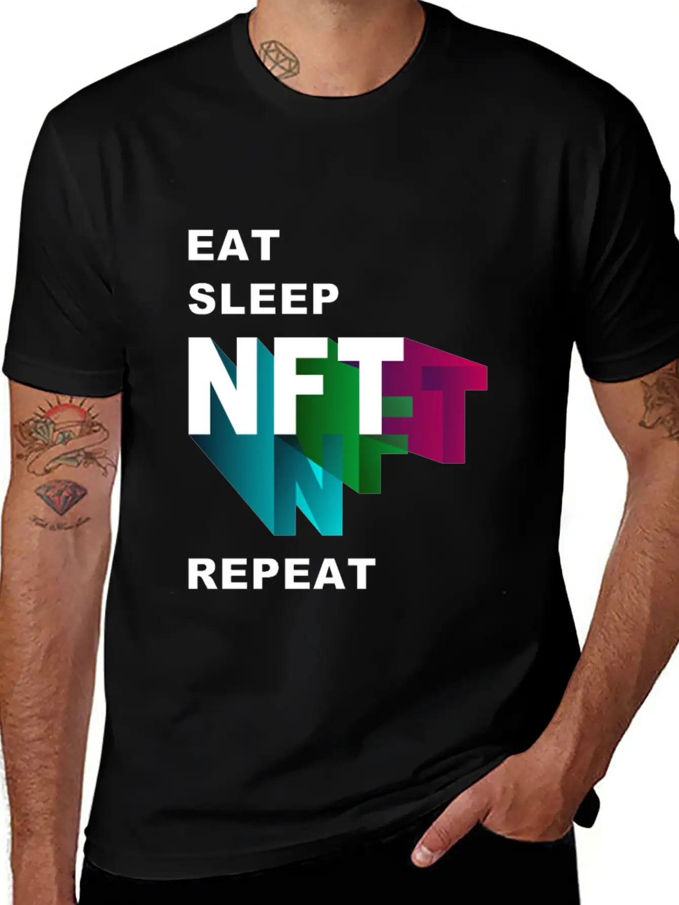 NFT Eat Sleep Repeat Essential Cotton Tee For Daily Outfits – Unisex Style