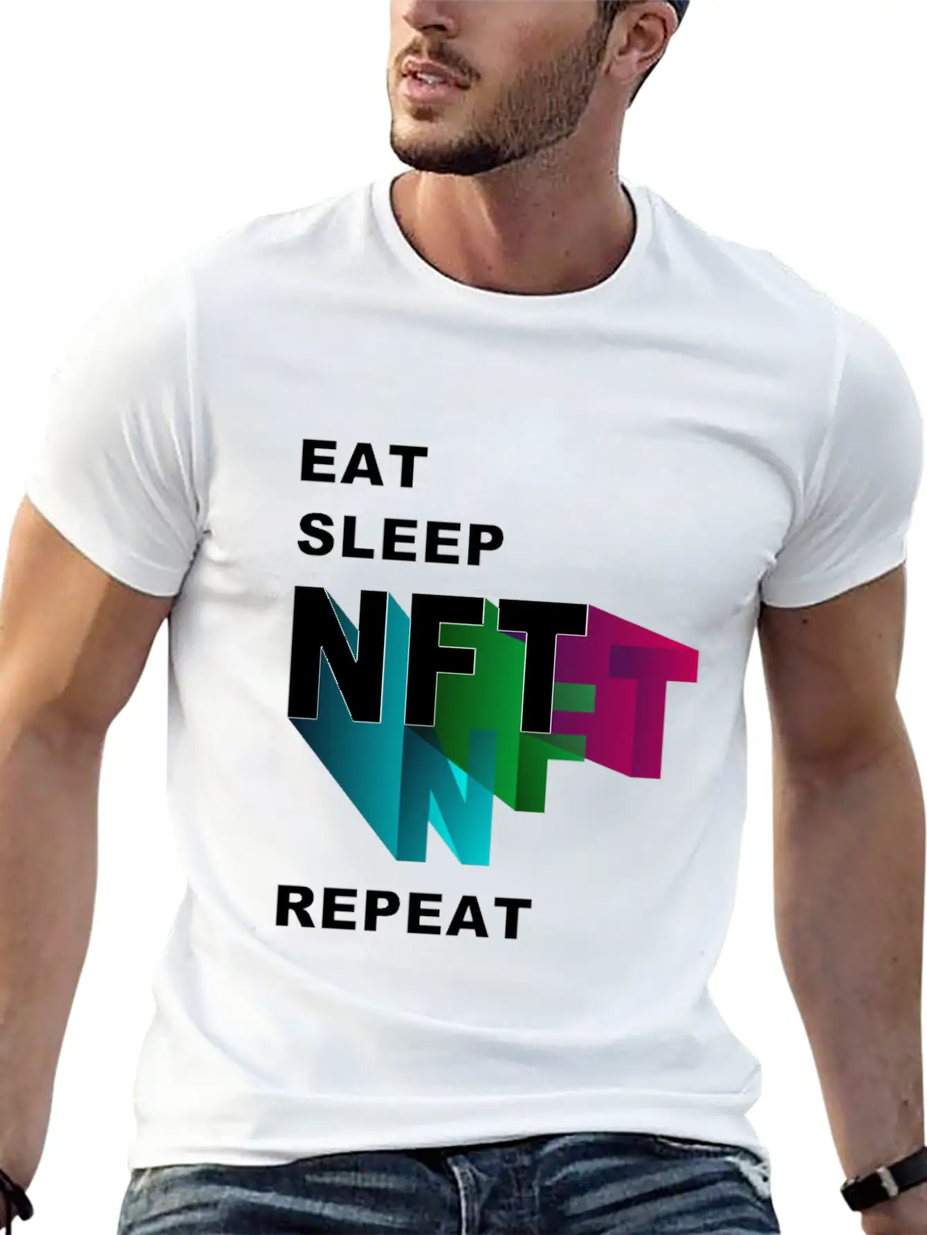 NFT Eat Sleep Repeat Essential Cotton Tee For Daily Outfits – Unisex Style