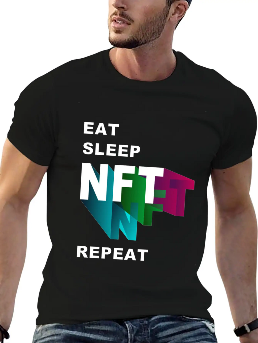 NFT Eat Sleep Repeat Essential Cotton Tee For Daily Outfits – Unisex Style
