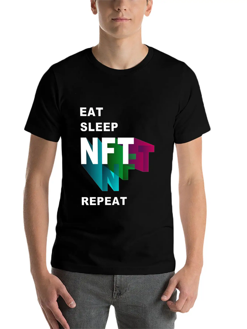 NFT Eat Sleep Repeat Essential Cotton Tee For Daily Outfits – Unisex Style