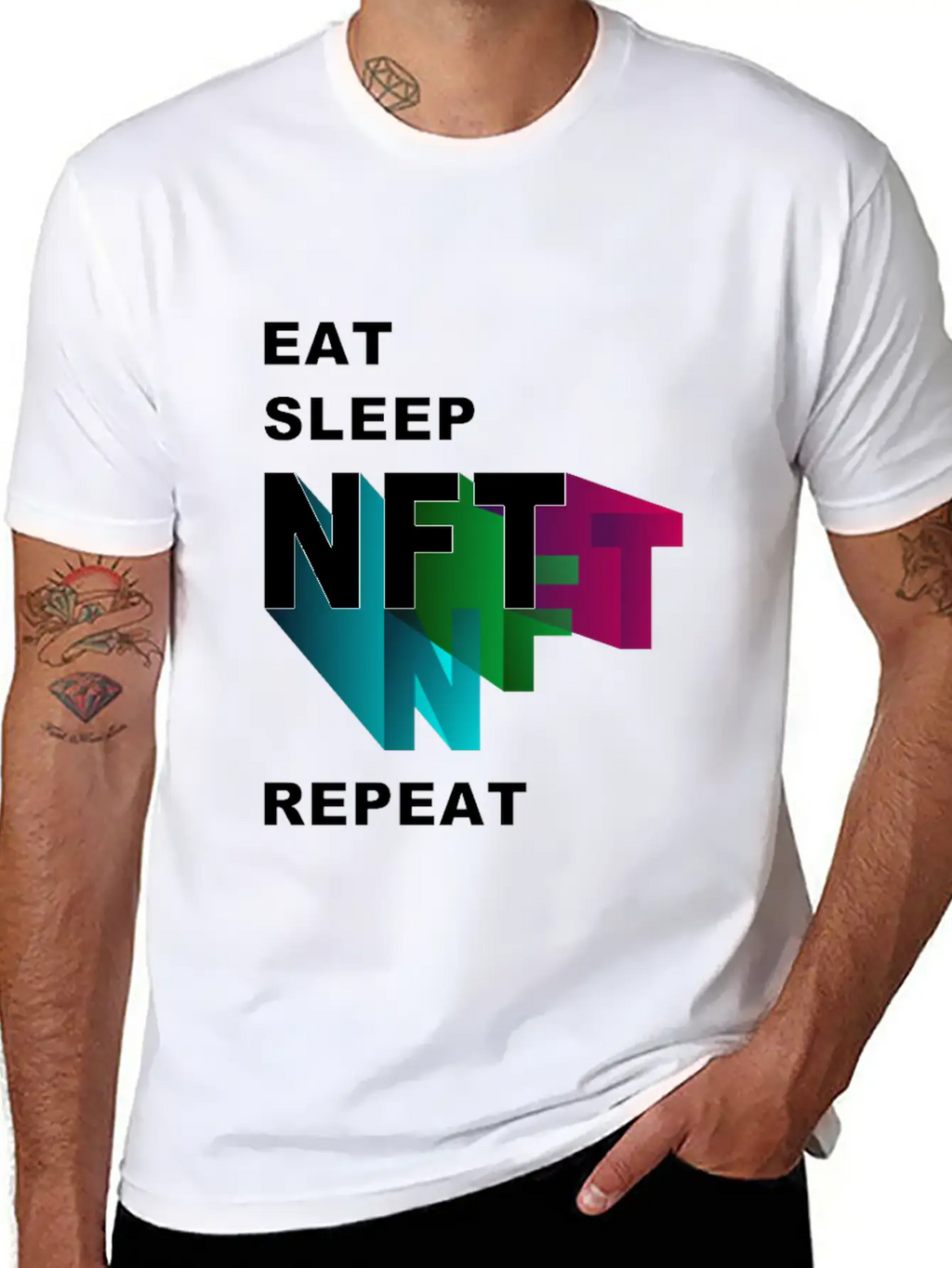 NFT Eat Sleep Repeat Essential Cotton Tee For Daily Outfits – Unisex Style