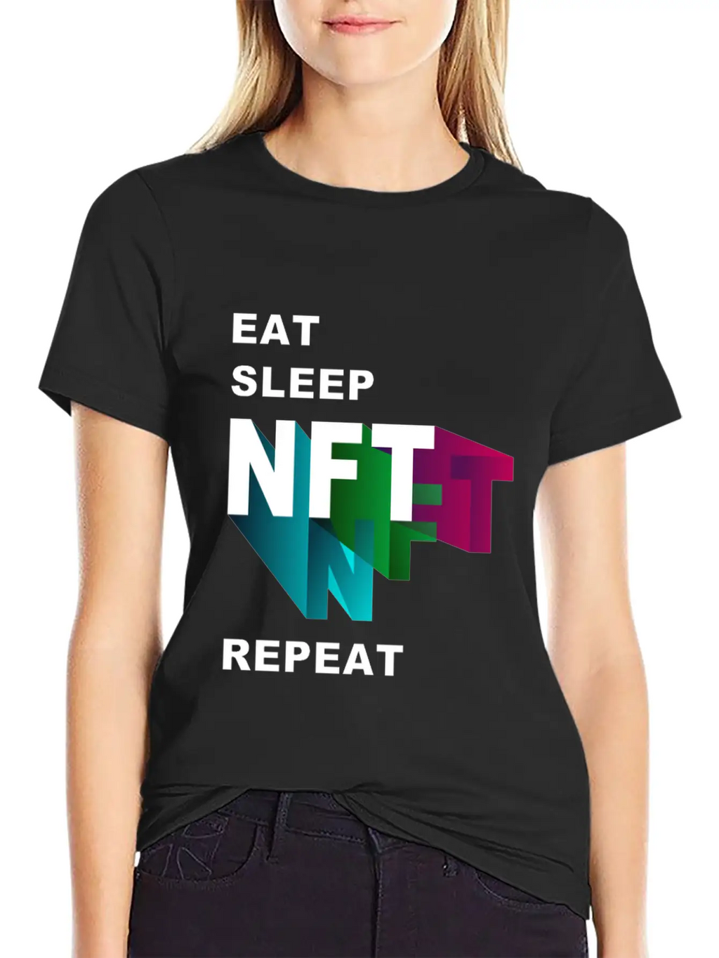 NFT Eat Sleep Repeat Essential Cotton Tee For Daily Outfits – Unisex Style