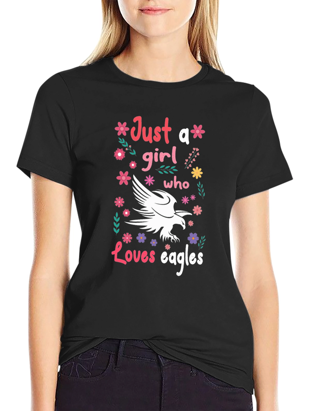 Just A Girl Who Loves Eagles Graphic Tee