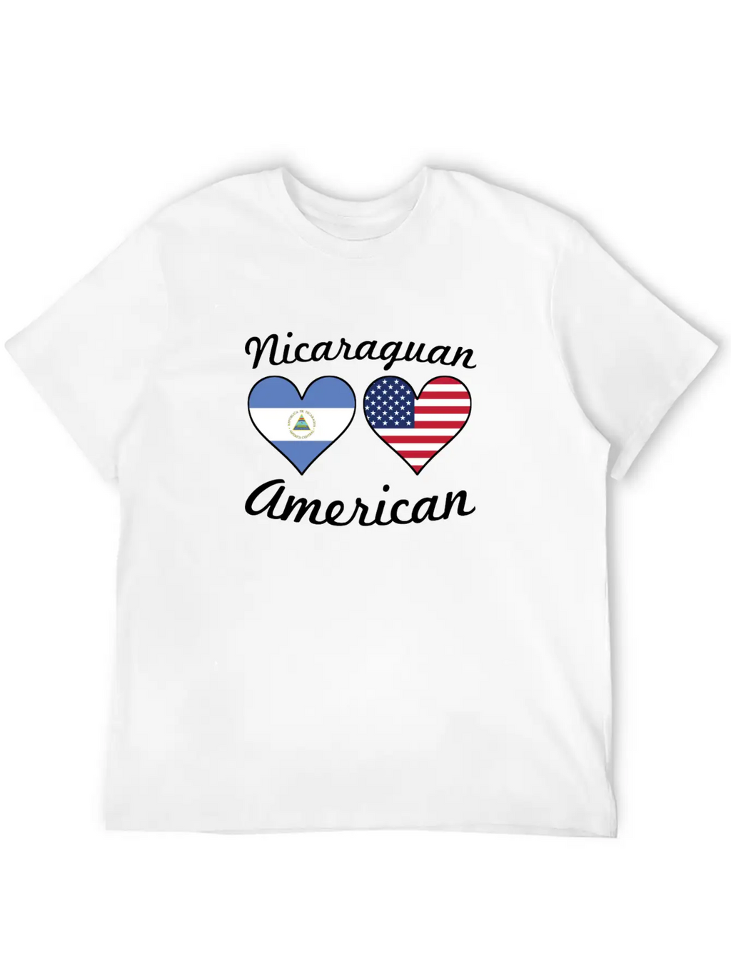 Nicaraguan American Flag Hearts Stylish Everyday T-Shirt – Unisex Basic Cotton Tee