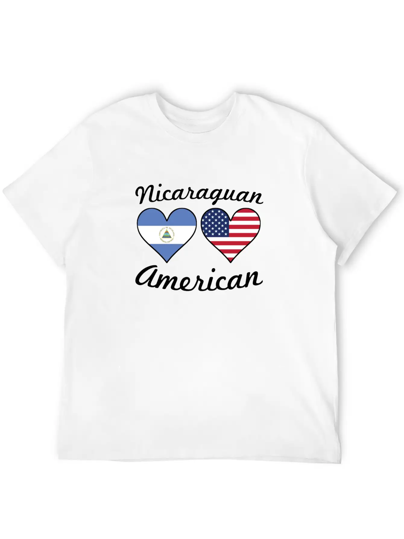 Nicaraguan American Flag Hearts Stylish Everyday T-Shirt – Unisex Basic Cotton Tee