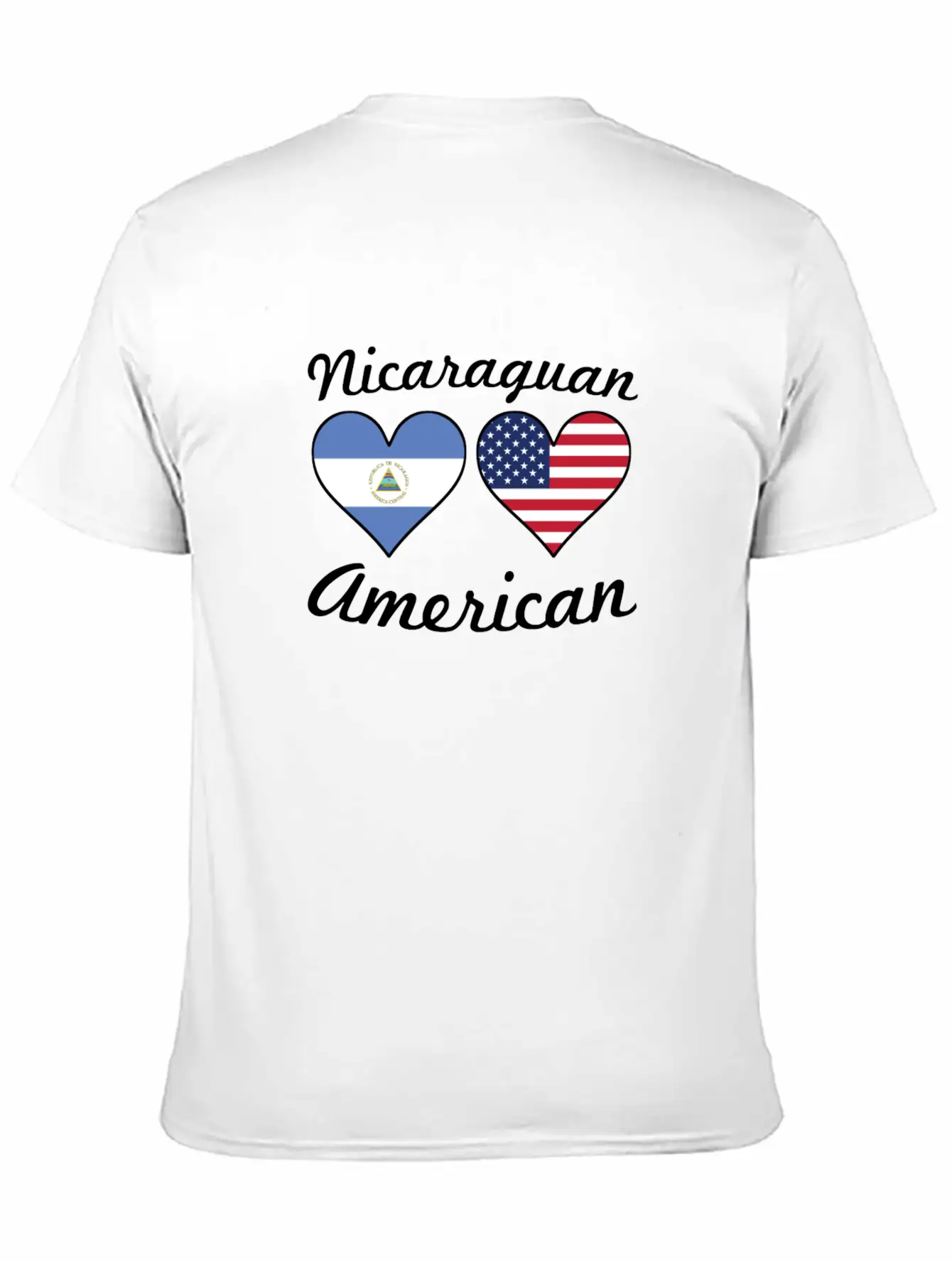 Nicaraguan American Flag Hearts Stylish Everyday T-Shirt – Unisex Basic Cotton Tee