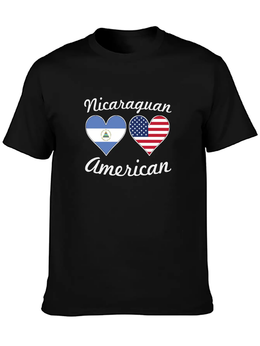 Nicaraguan American Flag Hearts Stylish Everyday T-Shirt – Unisex Basic Cotton Tee