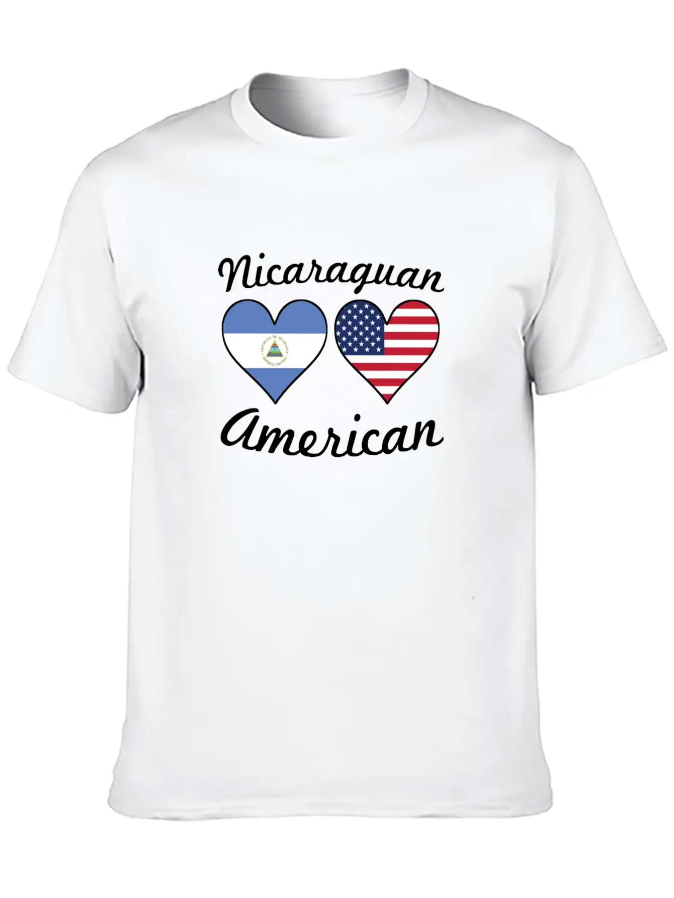 Nicaraguan American Flag Hearts Stylish Everyday T-Shirt – Unisex Basic Cotton Tee