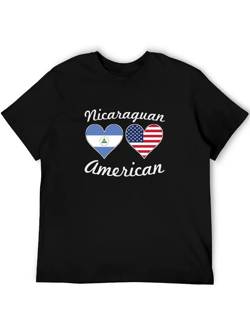 Nicaraguan American Flag Hearts Stylish Everyday T-Shirt – Unisex Basic Cotton Tee
