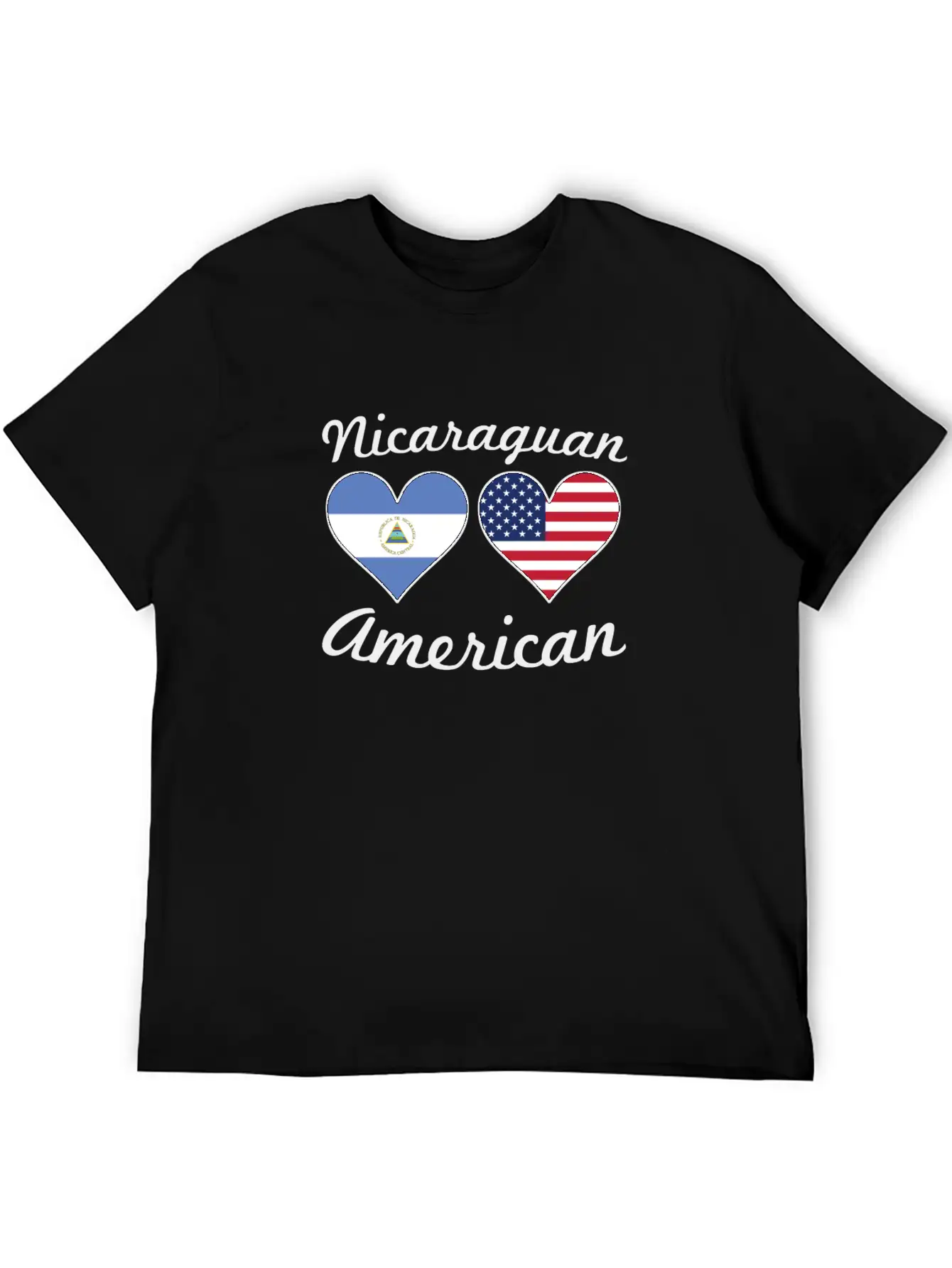 Nicaraguan American Flag Hearts Stylish Everyday T-Shirt – Unisex Basic Cotton Tee