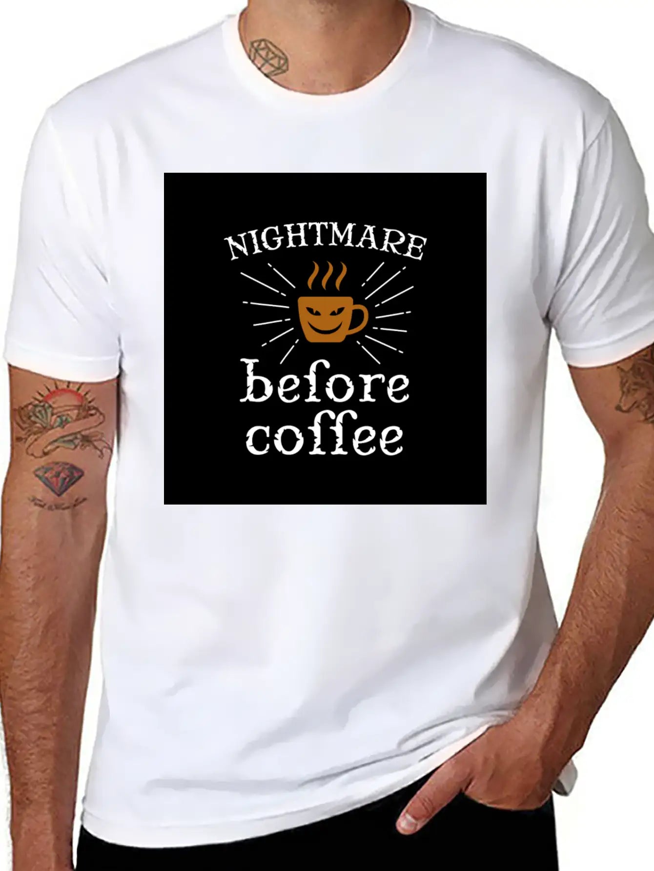 Nightmare Before Coffee Relaxed Everyday Tee – Lightweight And Durable Cotton