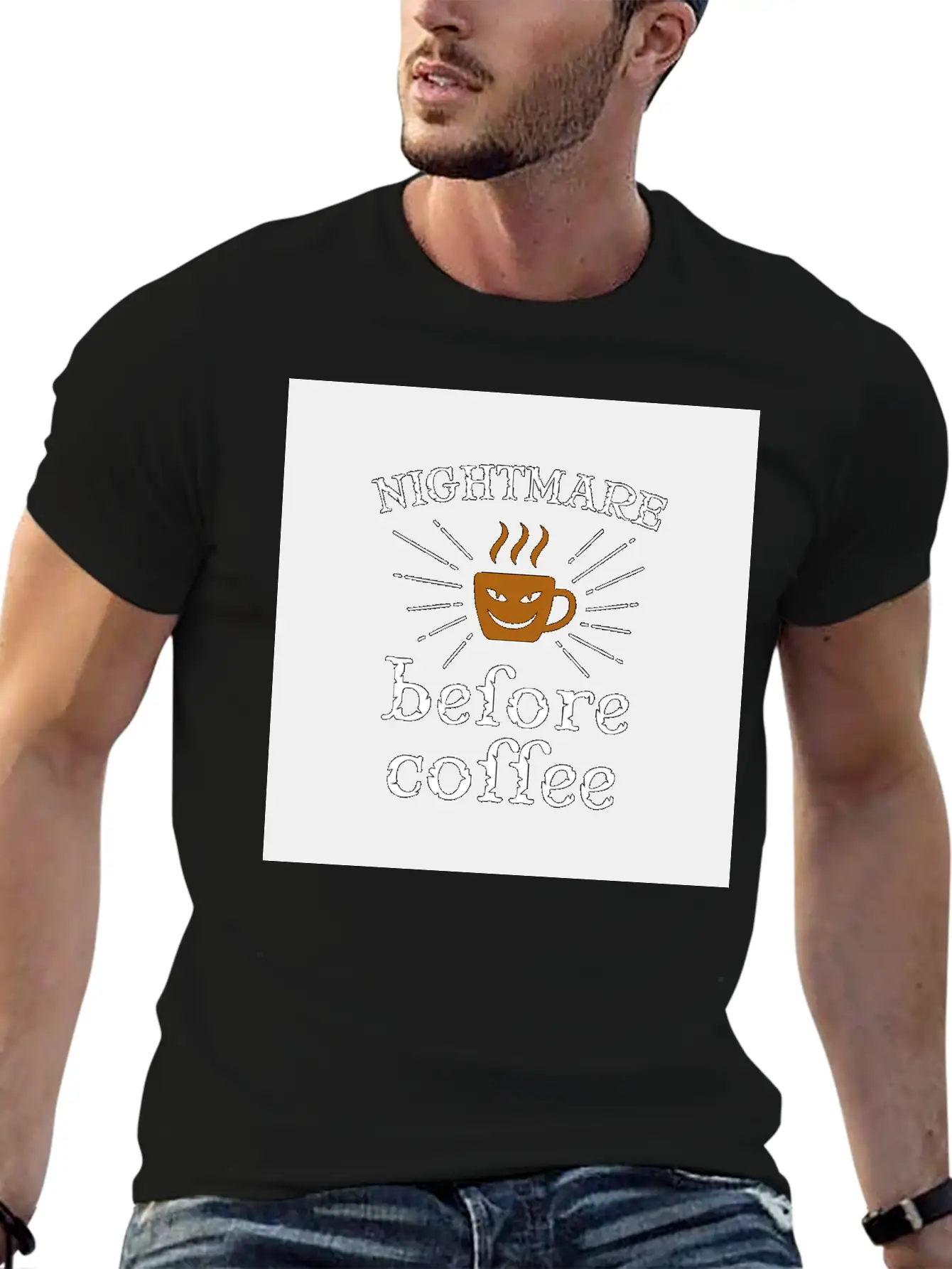 Nightmare Before Coffee Relaxed Everyday Tee – Lightweight And Durable Cotton