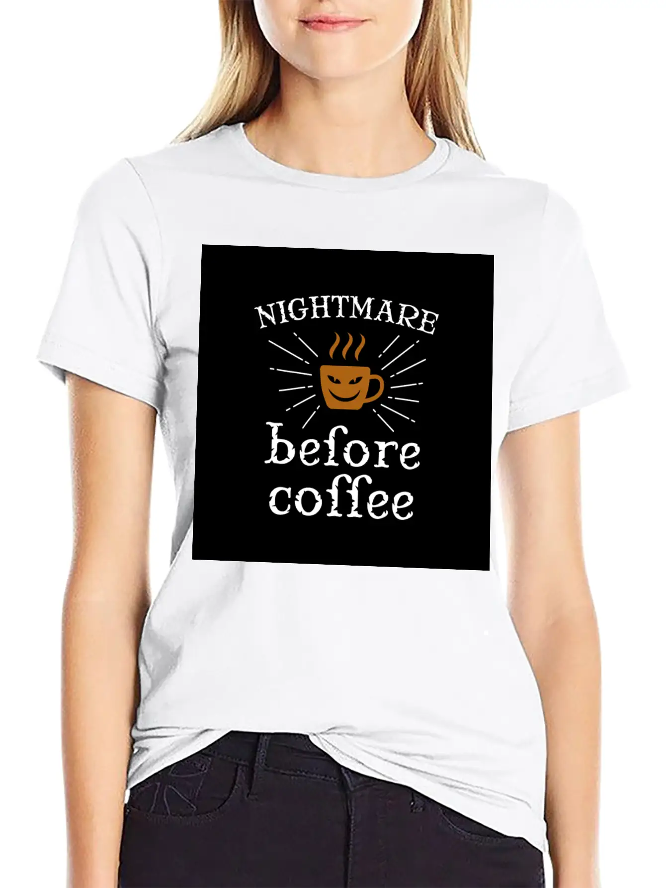 Nightmare Before Coffee Relaxed Everyday Tee – Lightweight And Durable Cotton