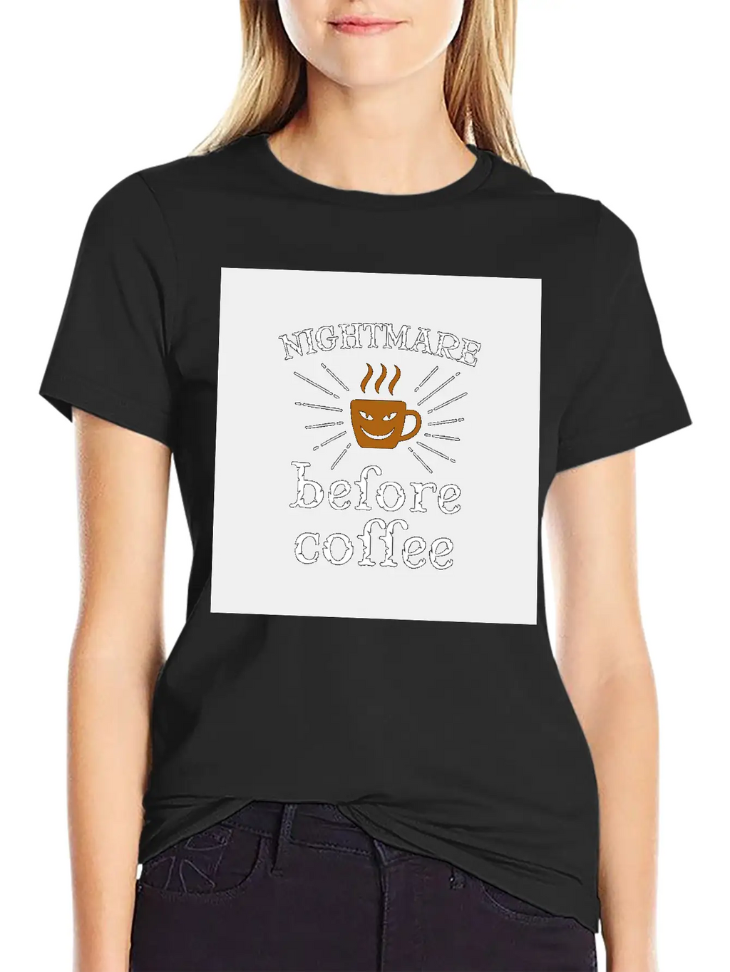 Nightmare Before Coffee Relaxed Everyday Tee – Lightweight And Durable Cotton
