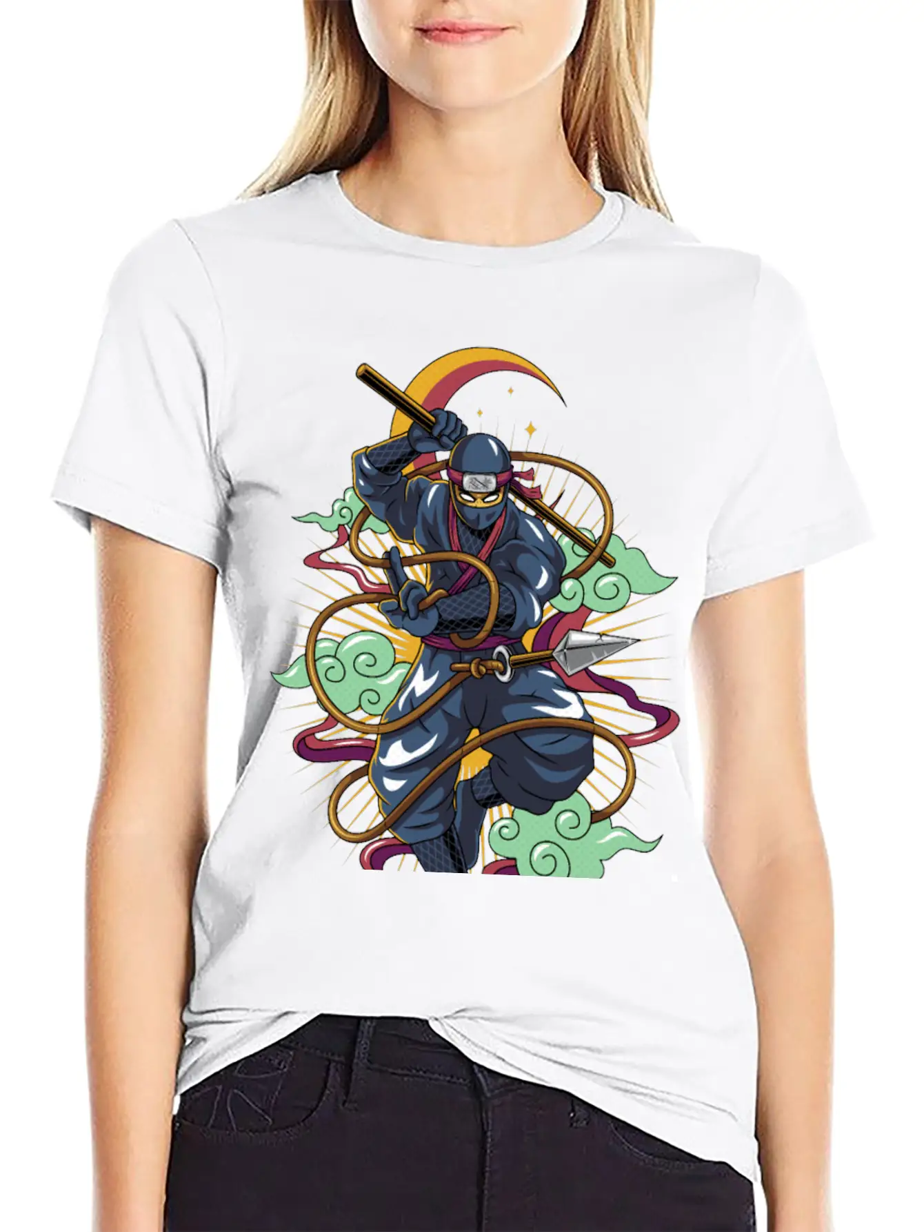 Ninja Cat Breathable Soft Cotton T-Shirt – Timeless Casual Look