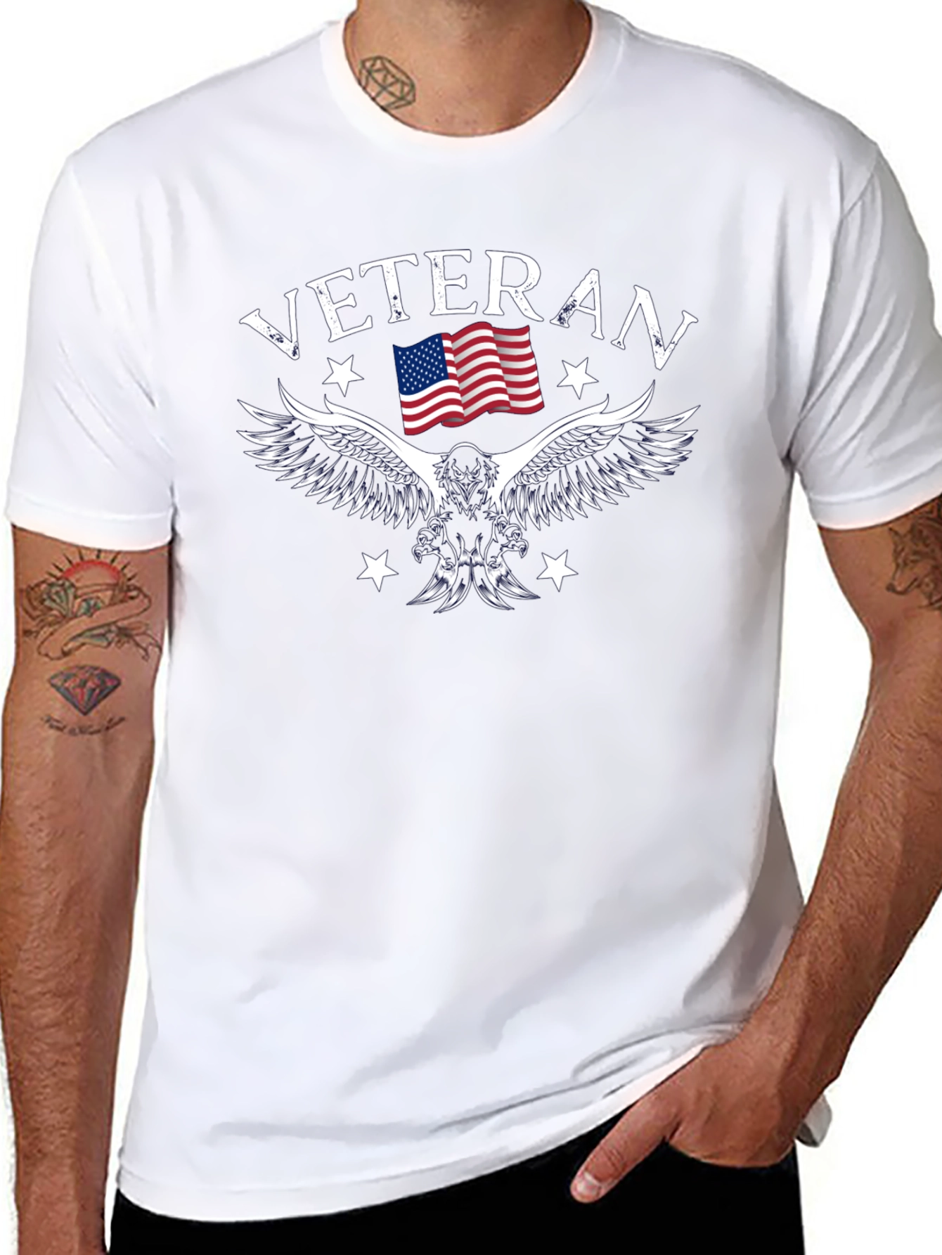 Veteran Eagle Flag Graphic T-Shirt