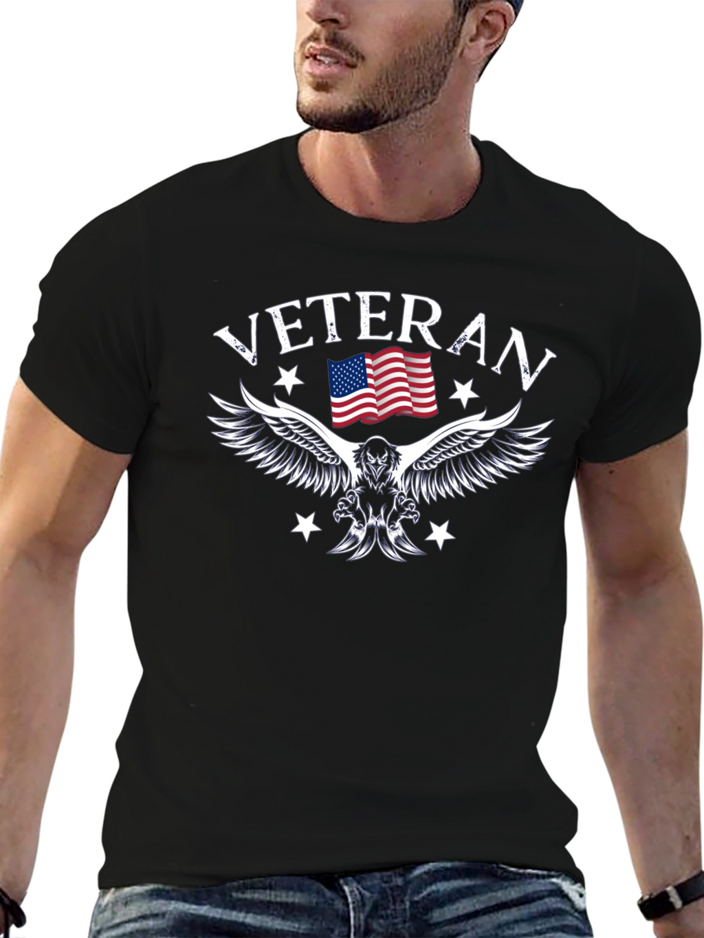 Veteran Eagle Flag Graphic T-Shirt