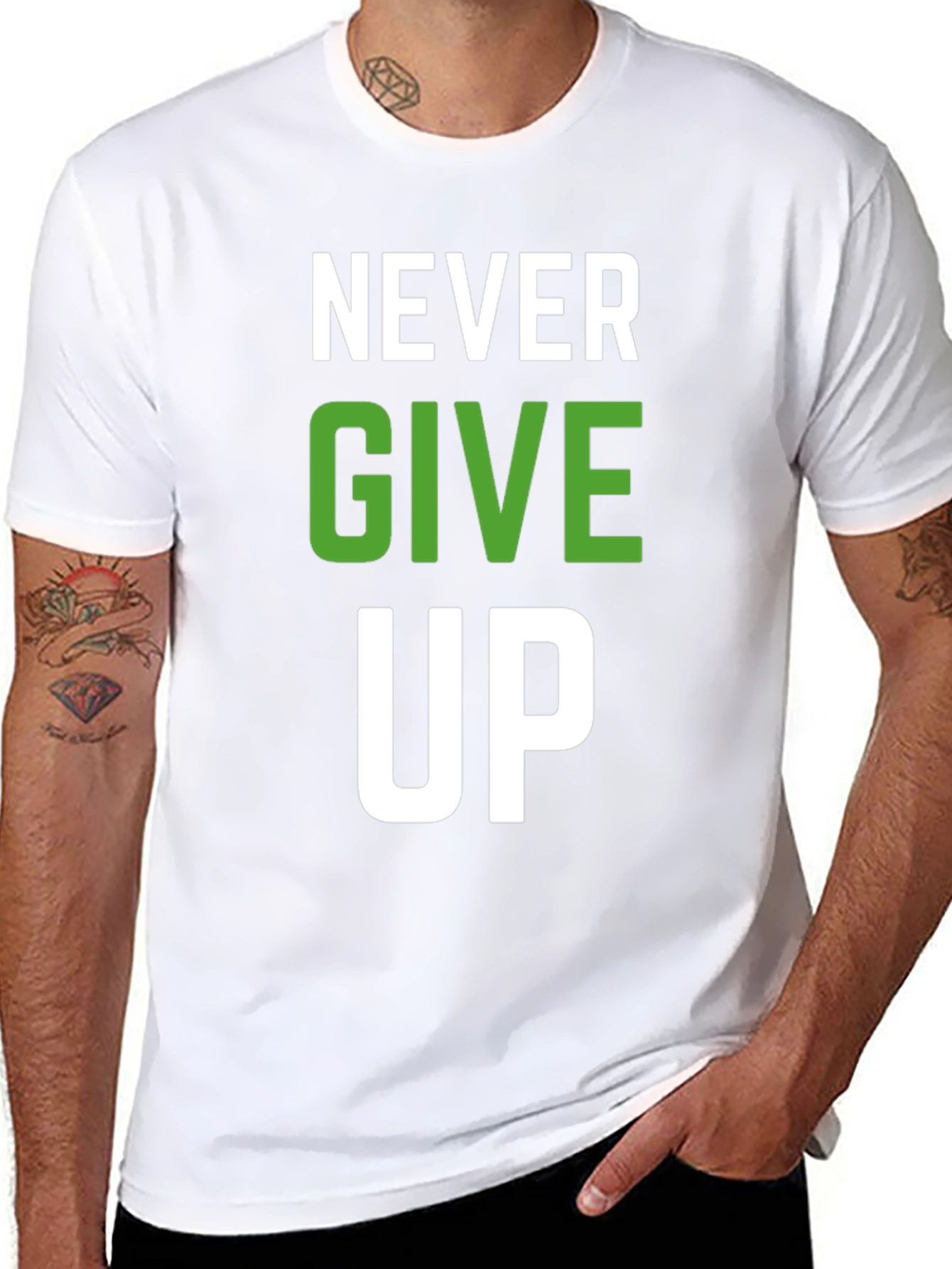 Never Give Up Graphic T-Shirt - Motivational Design
