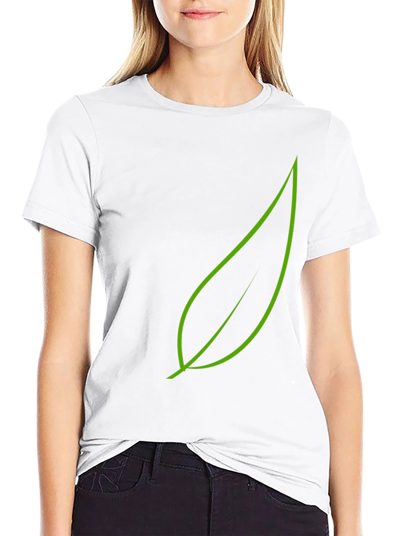 Green Leaf Graphic Black T-Shirt